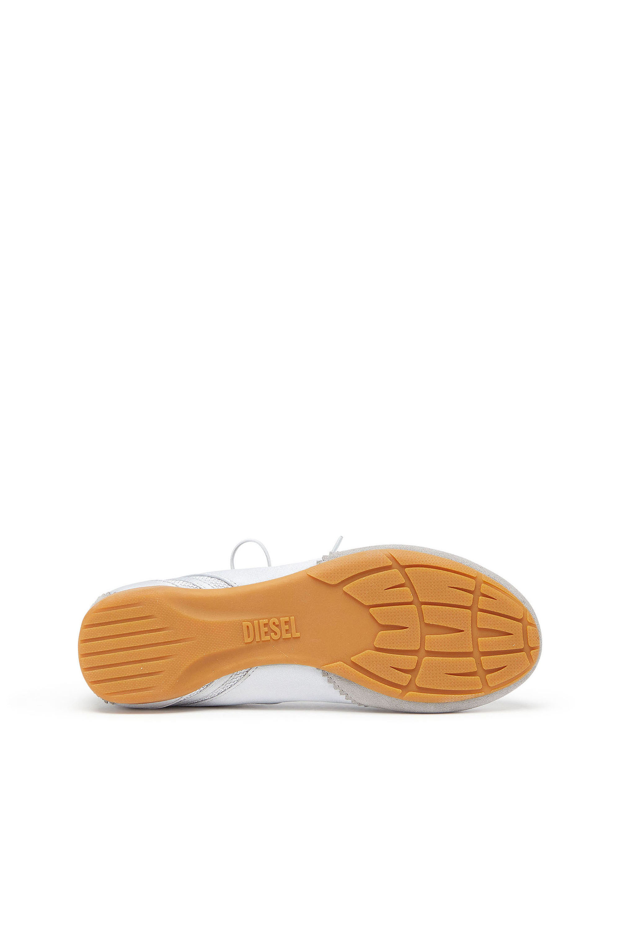 Diesel - D-MILE BALLERINA LACE UP II W, Woman's D-Mile - Ballerina flats in leather and mesh in Light Grey - 4