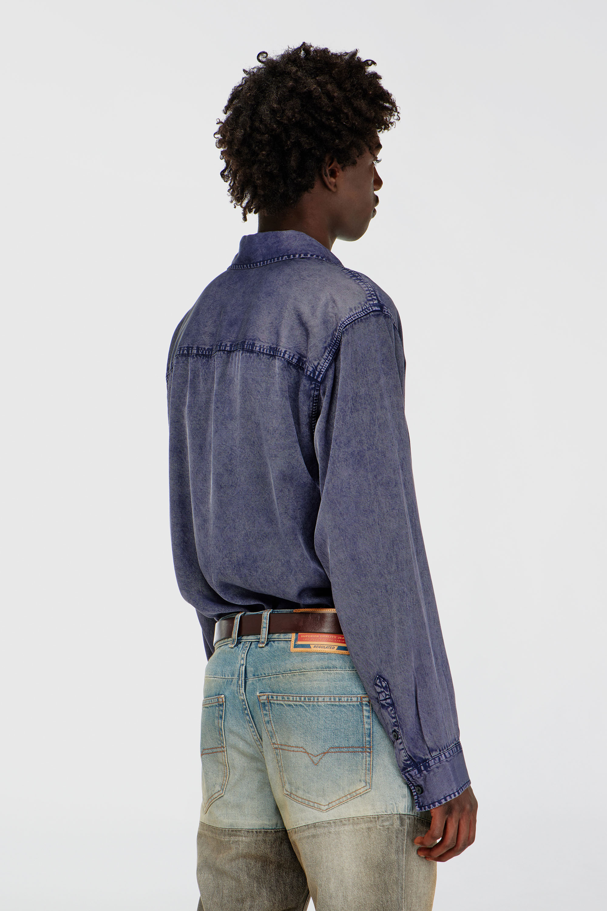Diesel - S-SIMPLY-NIBC, Man's Fluid shirt in denim-effect viscose in null - 3