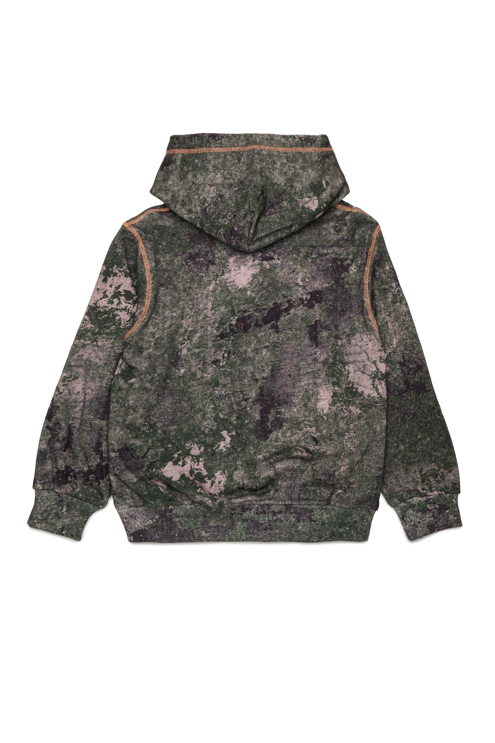 Diesel - SMIM OVER, Man's Hoodie with all-over marble print in Green/Brown - 2