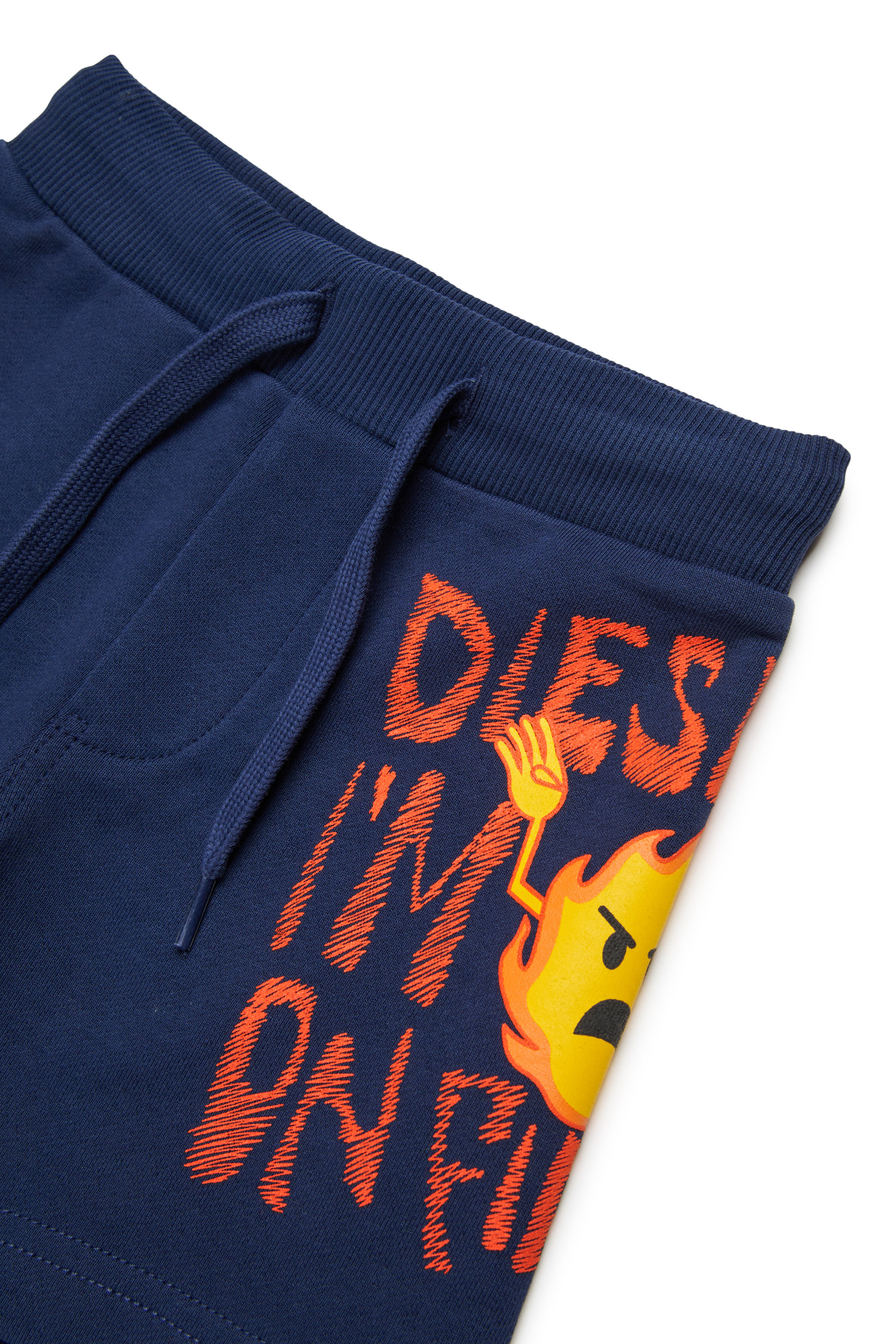 Diesel - PENDB, Man's Sweat shorts with fire print in Blue - 3