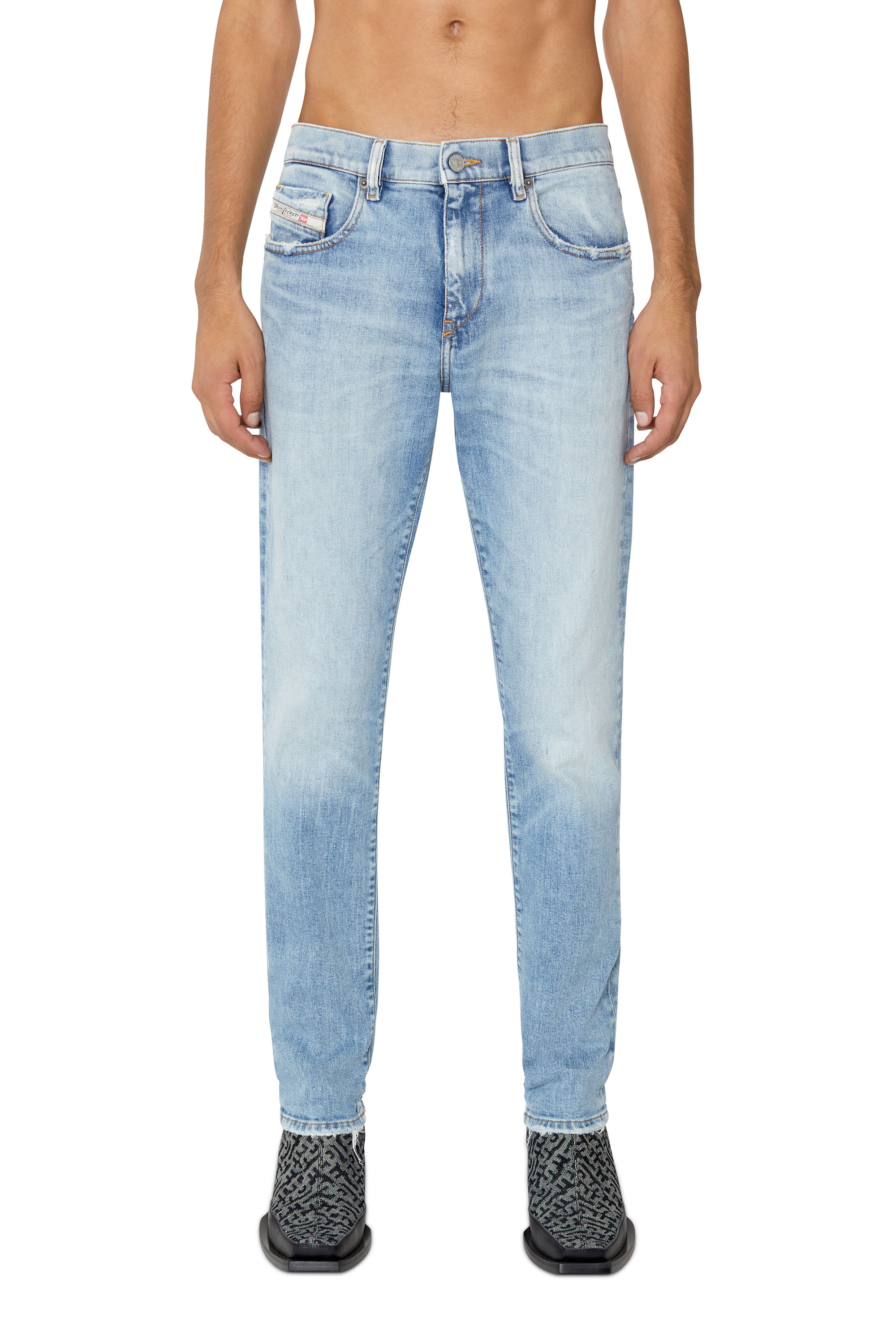 Diesel - 2019 D-Strukt 09E67 Slim Jeans, Light Blue - Image 1