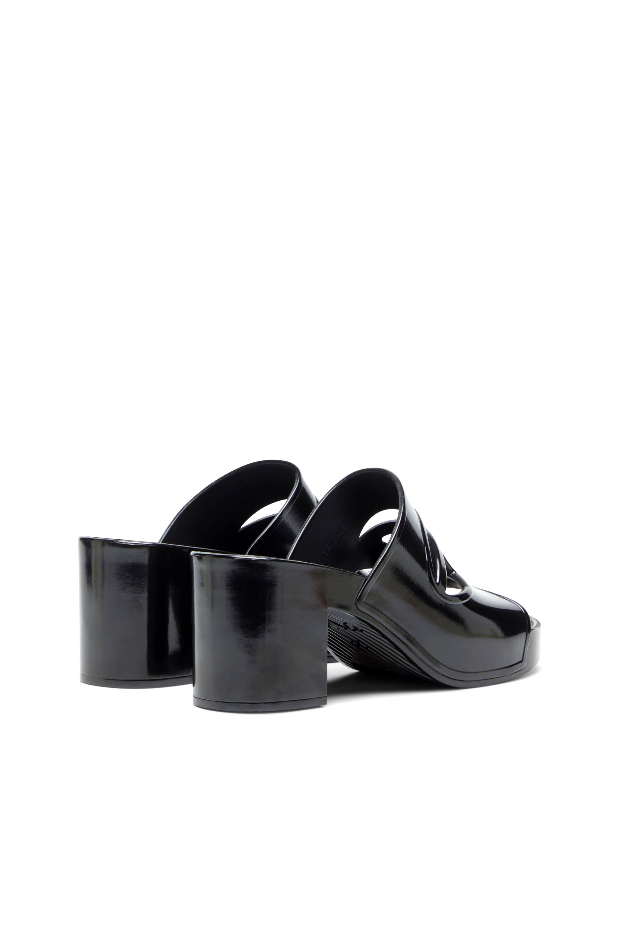 Diesel - SA-BONNIE, Woman's Sa-Bonnie-Heeled rubber slides with cut-out logo in Black - 3