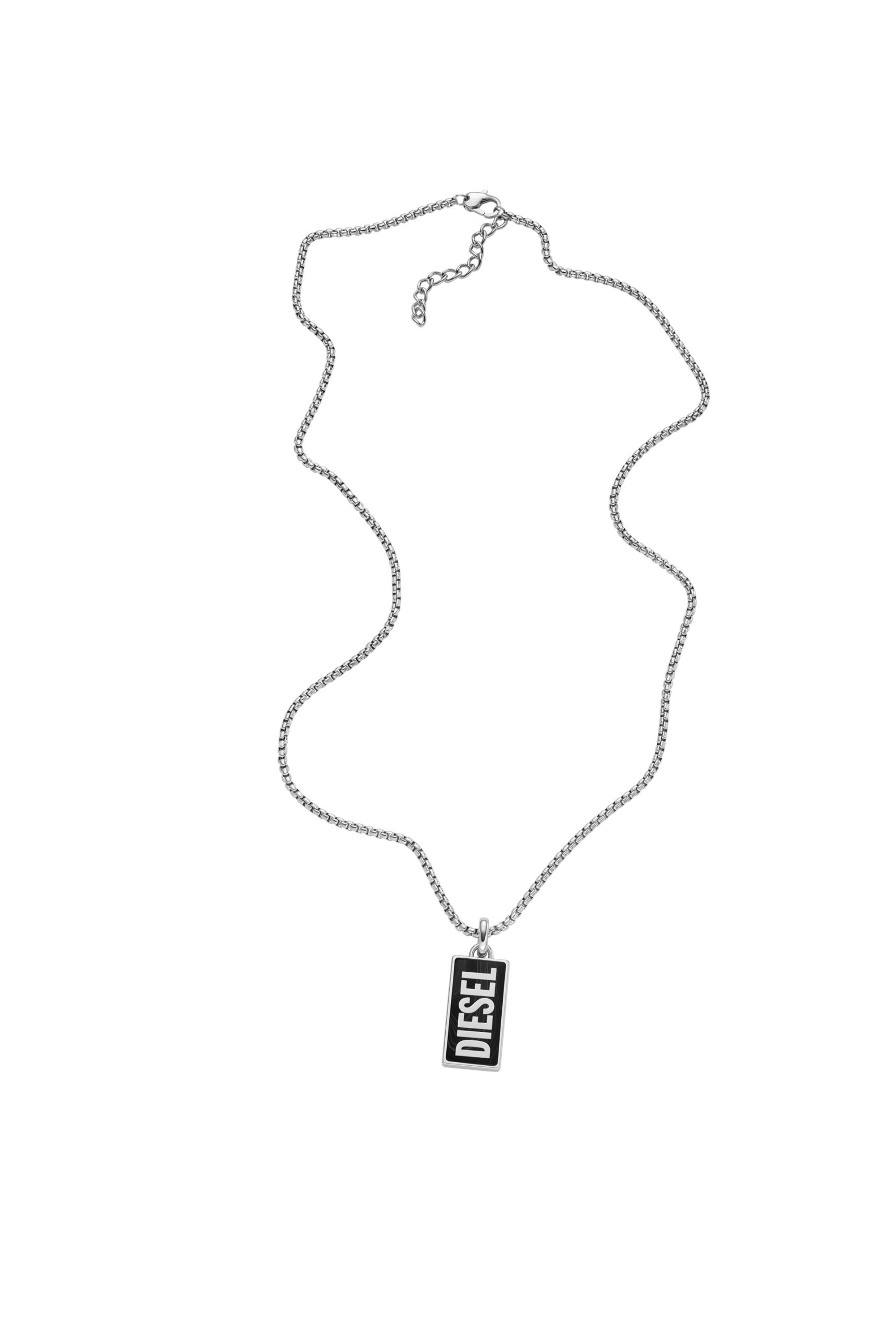Diesel - DX1515, Man Black agate pendant necklace in Silver - Image 2