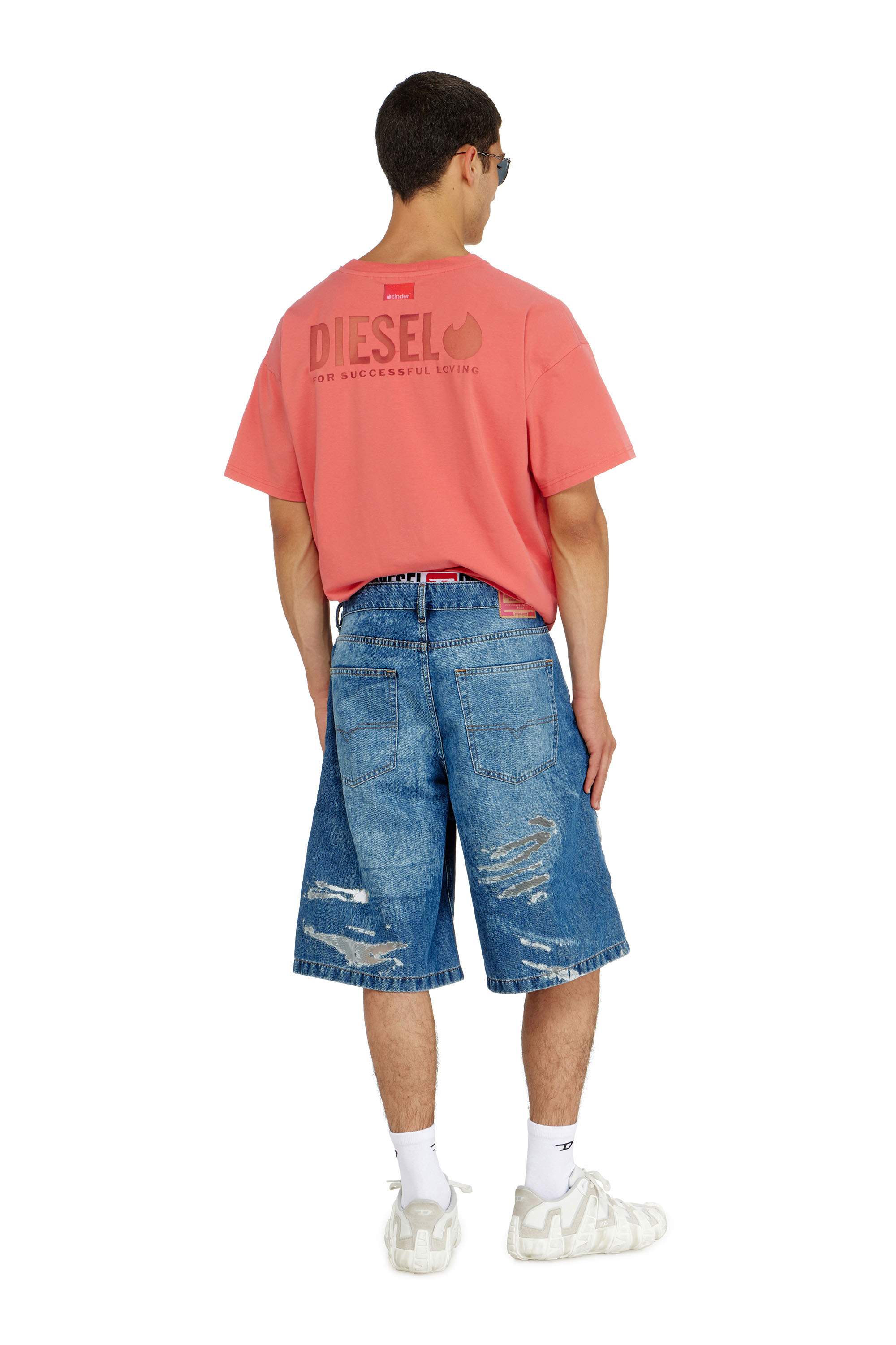 Diesel - PR-T-NORM-CHITIND-R, Unisex's T-shirt with transparent back logo in Coral Rose - 3