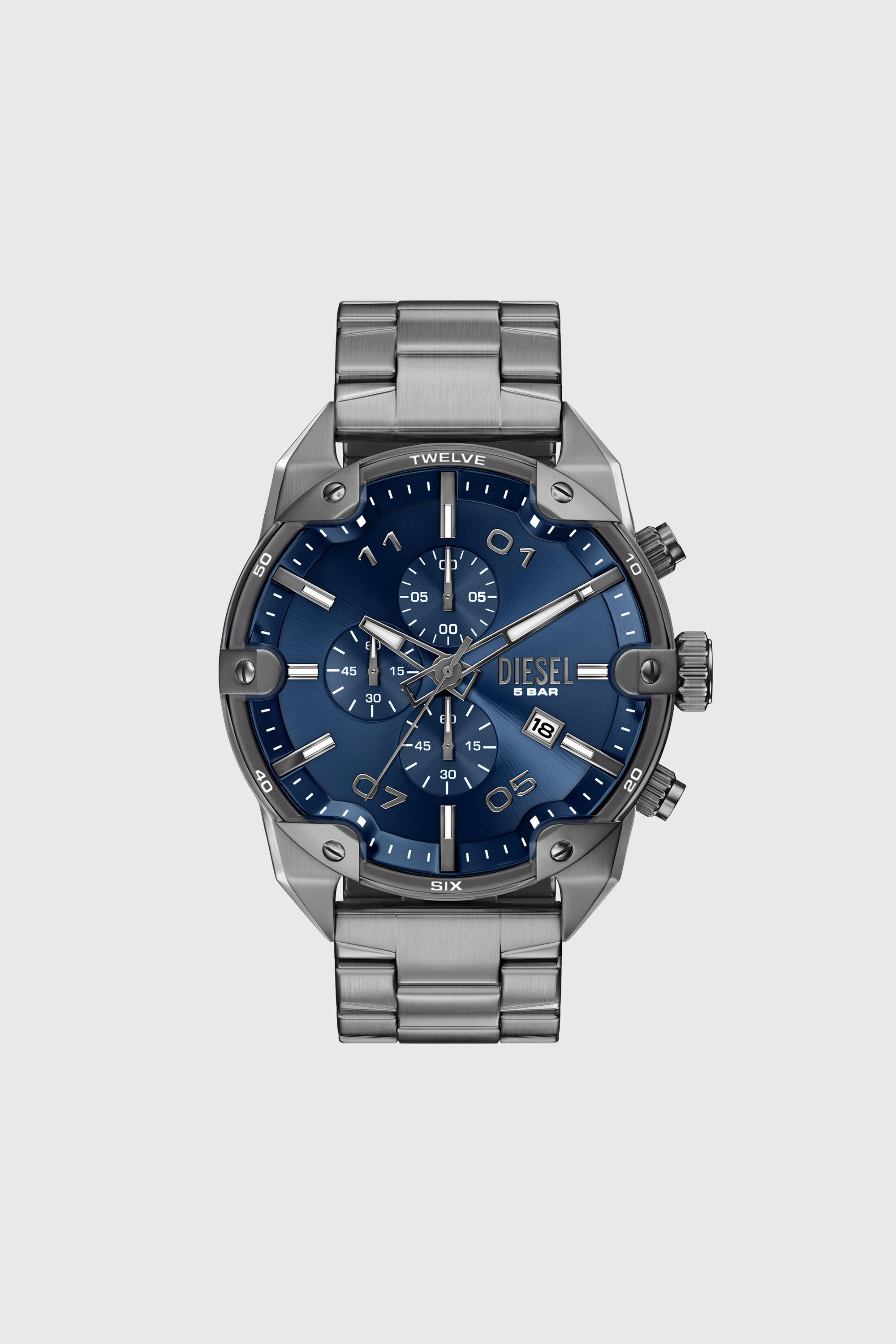 Diesel - DZ4724 WATCH, Man's Spiked gunmetal stainless steel watch in Dark grey - 1