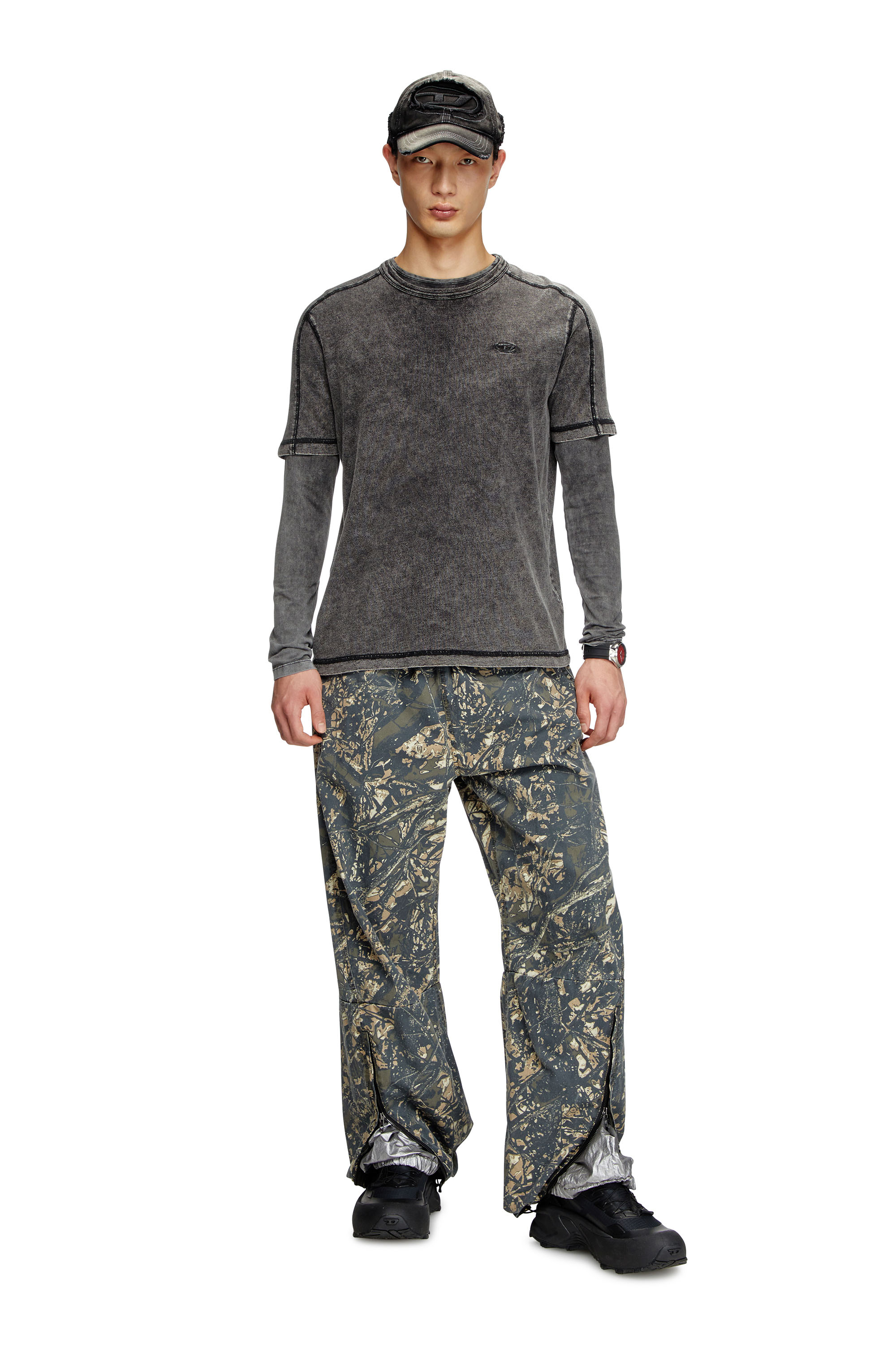 T-ADJIND, Black Diesel - T-ADJIND, Man's Denim-look jersey T-shirt in Black - 1