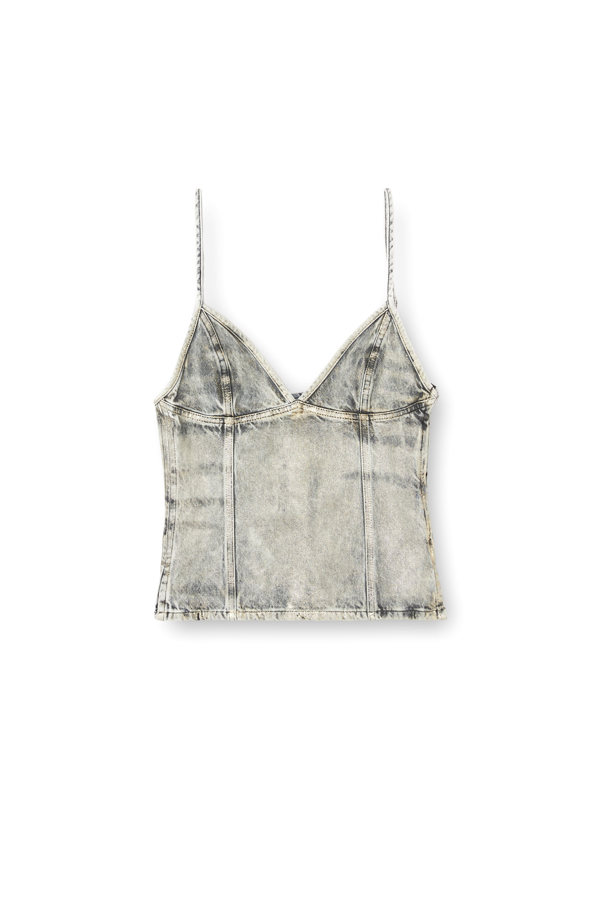 Diesel - DE-FULSY-S, Woman's Top in shiny coated denim in Light Grey - 2