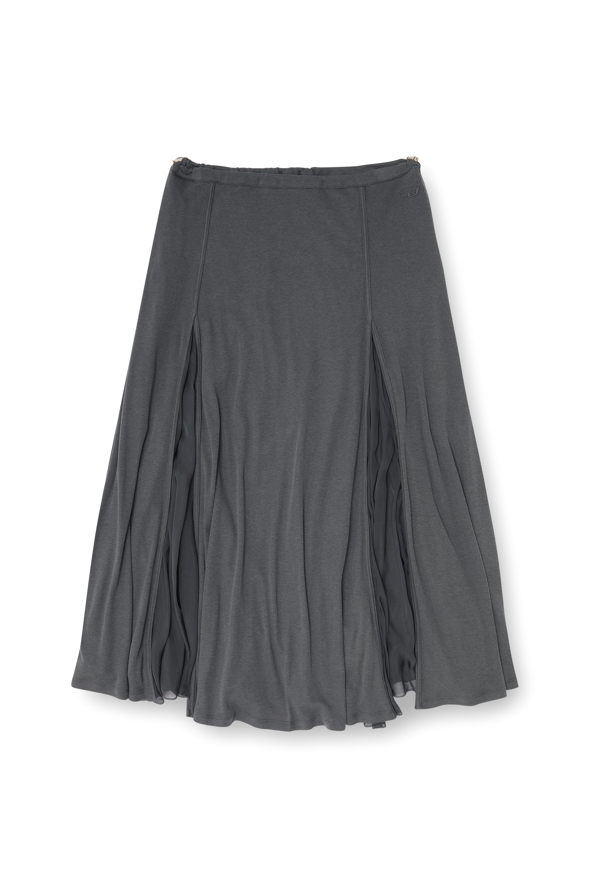 Diesel - O-LONGREI, Woman's Midi skirt in ribbed jersey and chiffon in null - 2