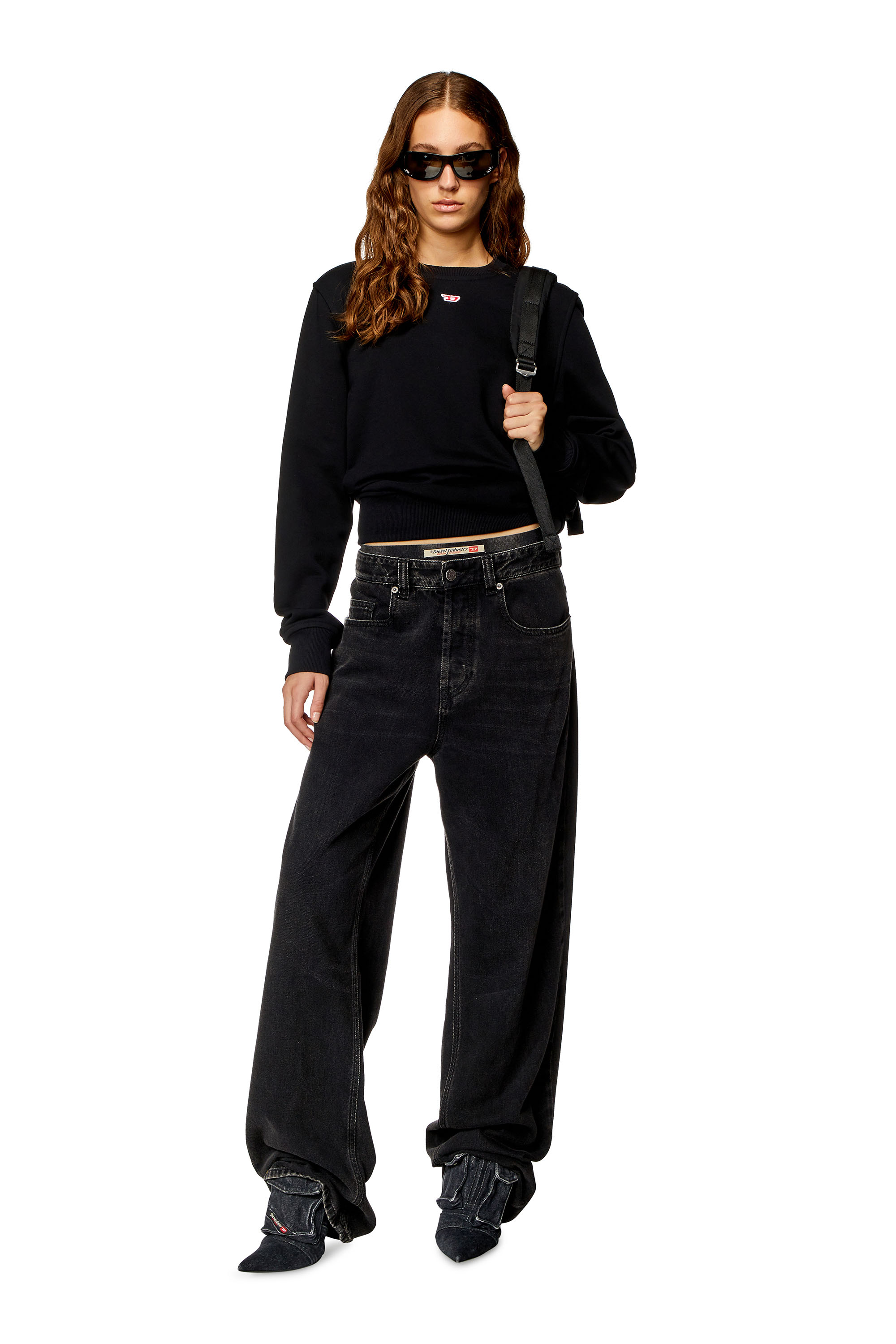 S-GINN-D, Black Diesel - S-GINN-D, Woman's Sweatshirt with D logo in Black - 1