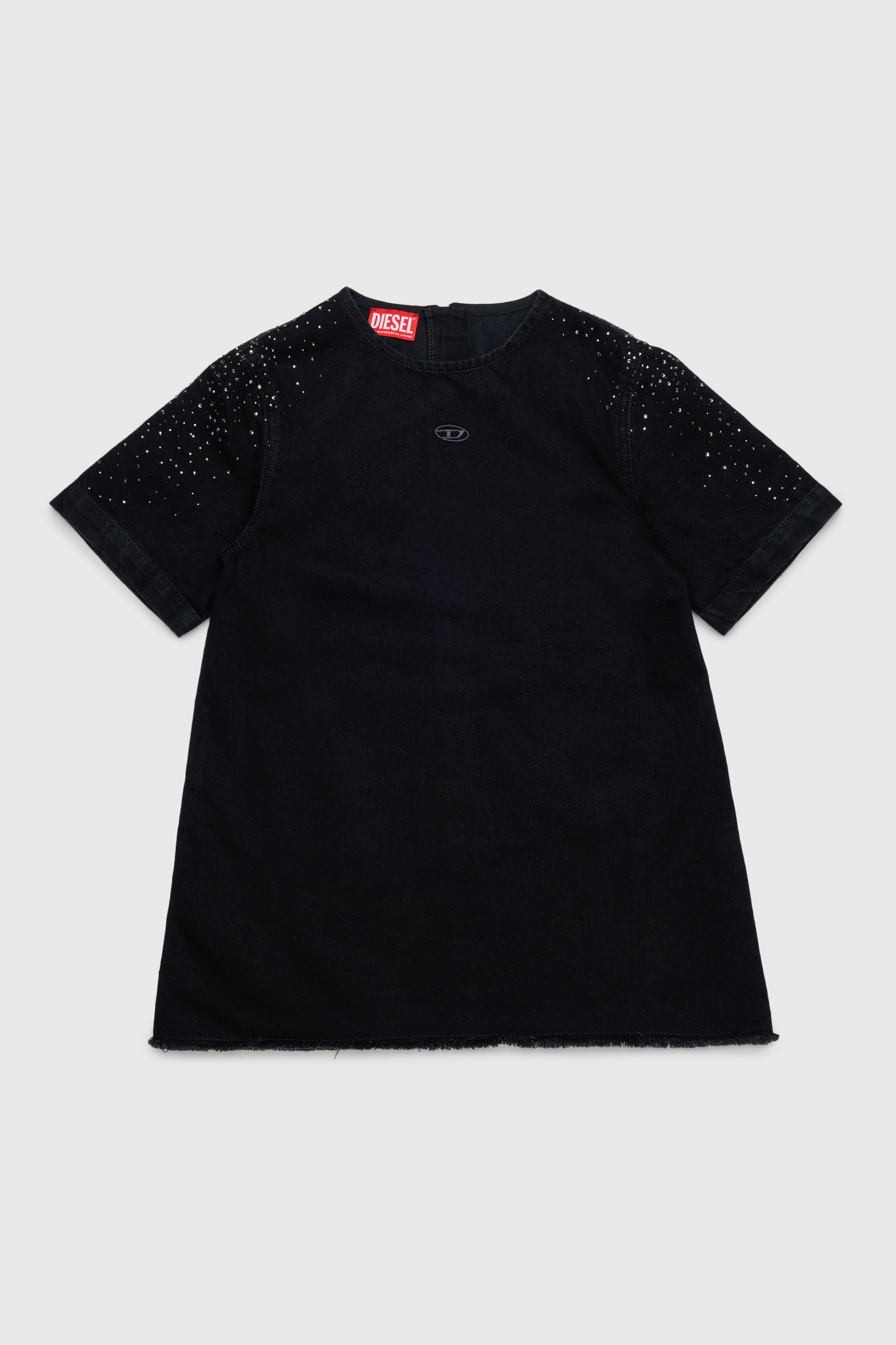 Diesel - DILBY, Woman's Rhinestone-embellished T-shirt dress in Black/Dark grey - 1