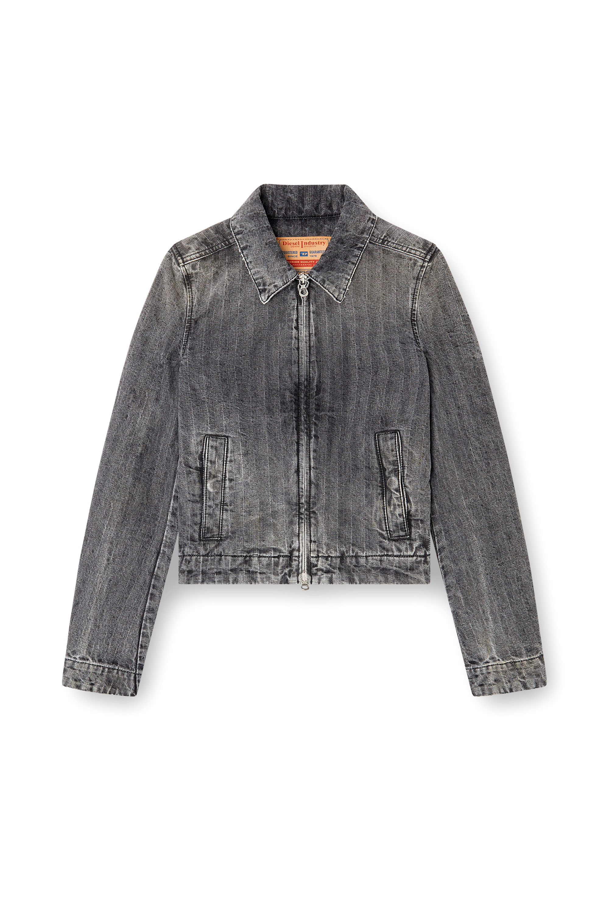 Diesel - DE-CORB, Woman's Jacket in herringbone denim in Light Grey - 2