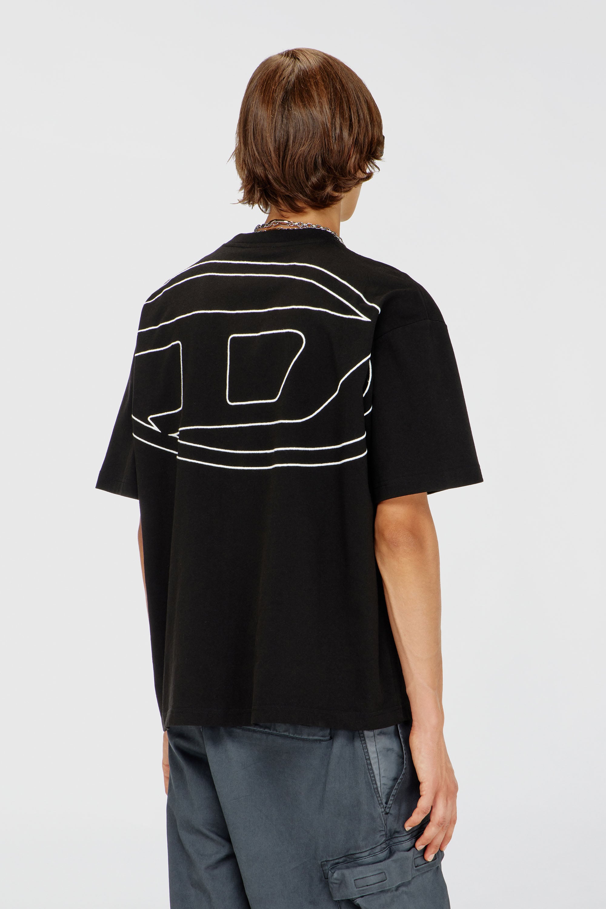 Diesel - T-BOGGY-MEGOVAL-D, Man's T-shirt with maxi oval D embroidery in Black - 4