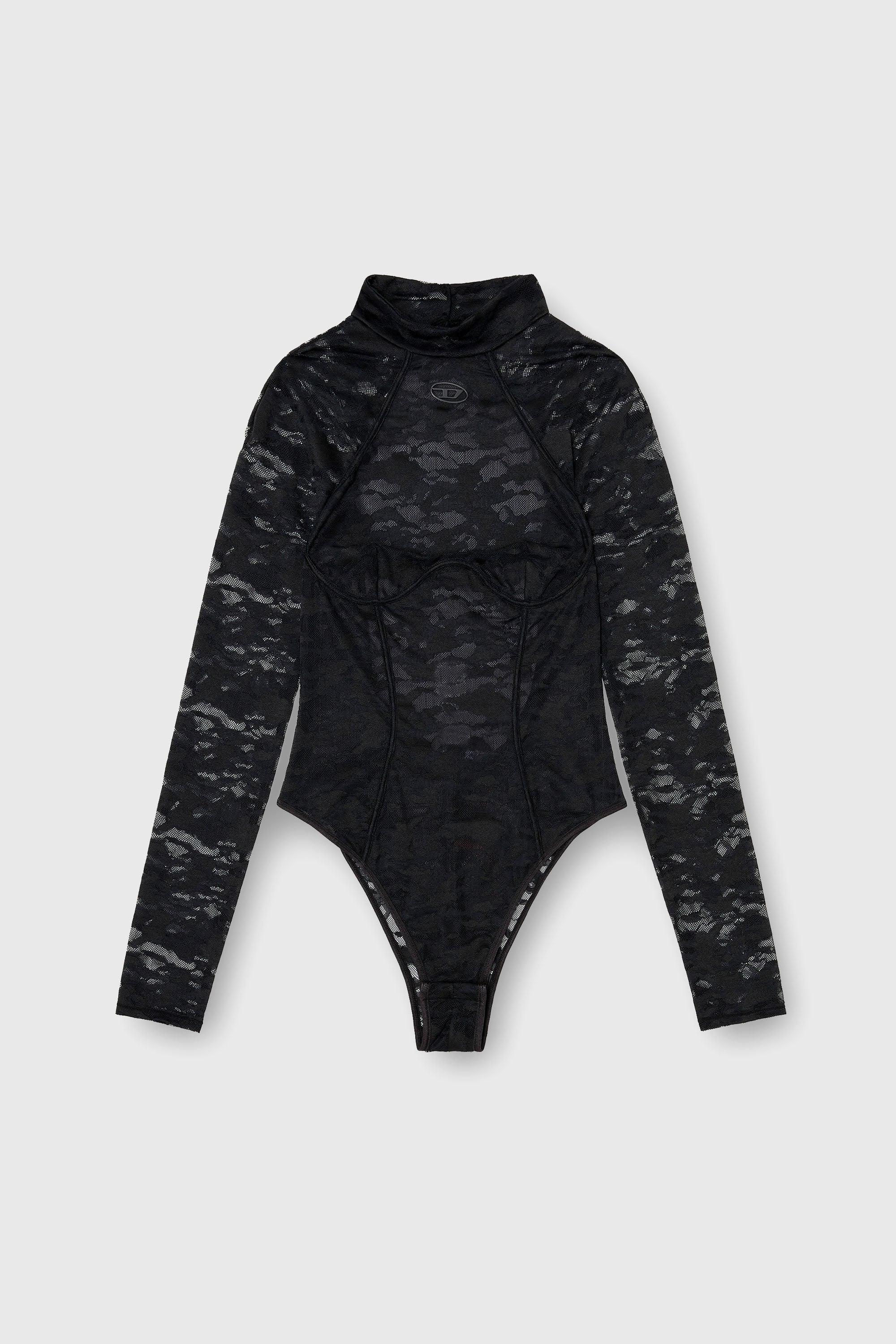 Diesel - VIVIAN-UTLT, Woman's Bodysuit in nylon lace with open back in Black - 2