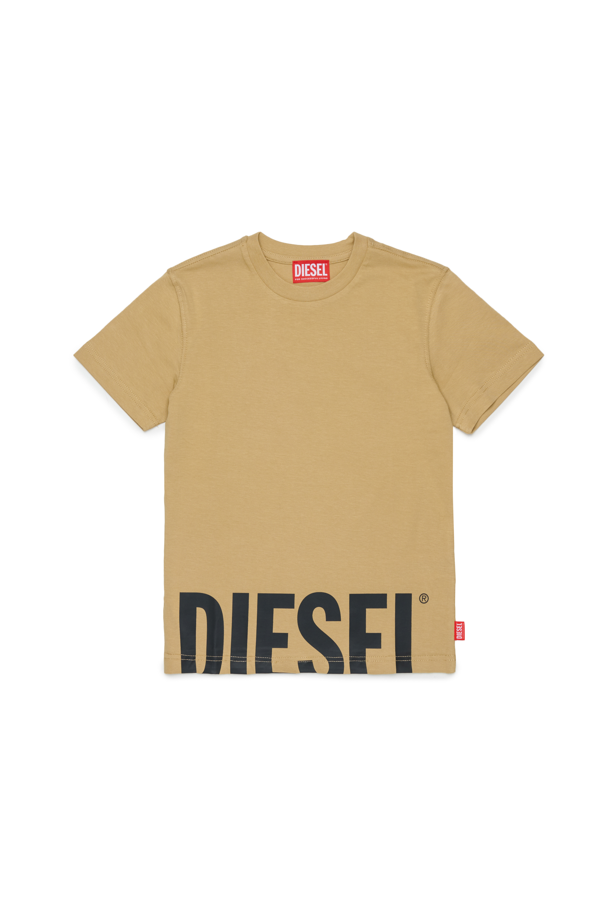 Diesel - TPRES, Man's T-shirt with cut-off logo in Brown - 1