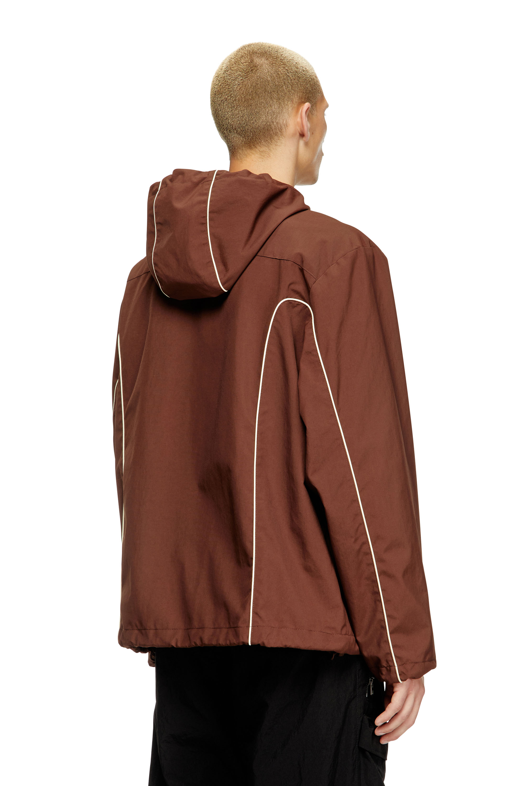J-HIVES, Brown Diesel - J-HIVES, Man's Windbreaker with contrast piping in Brown - 4
