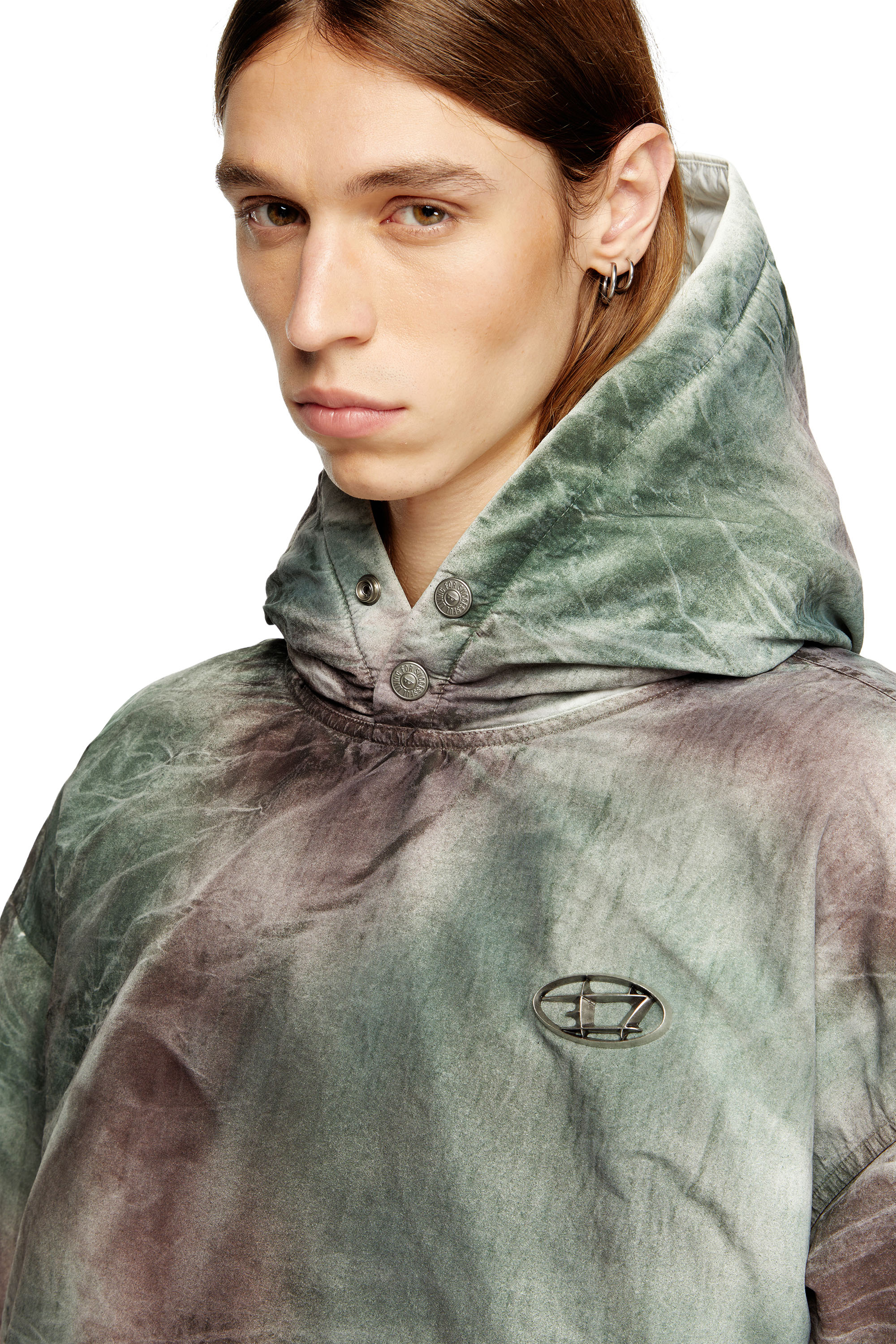 Diesel - W-THUG-JKT-PUFFY, Unisex's Puffy hooded jacket in camo nylon in Brown/Green - 5