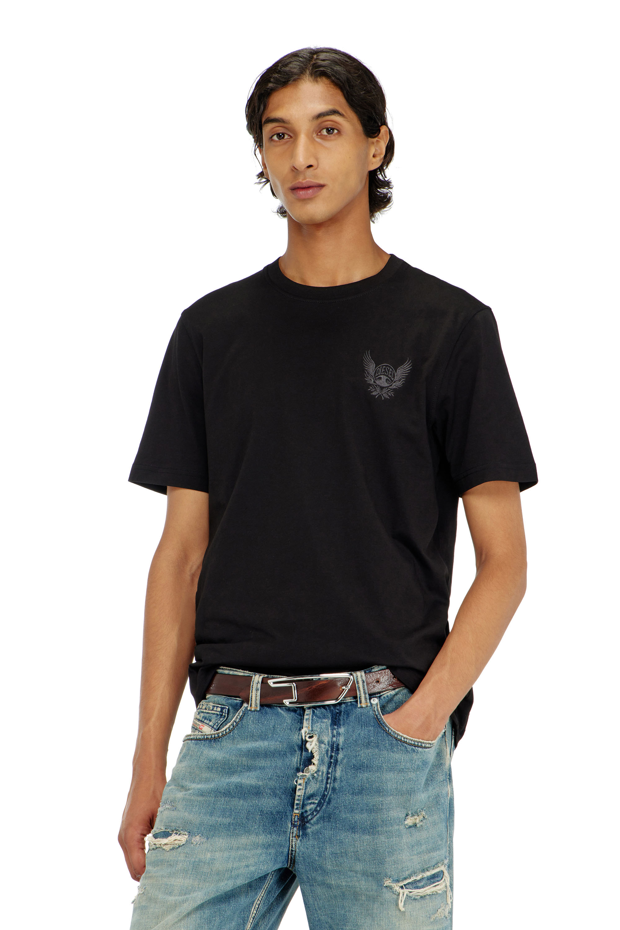 Diesel - T-ADJUST-AA8, Man's Cotton T-shirt with chest logo motif in Black - 3