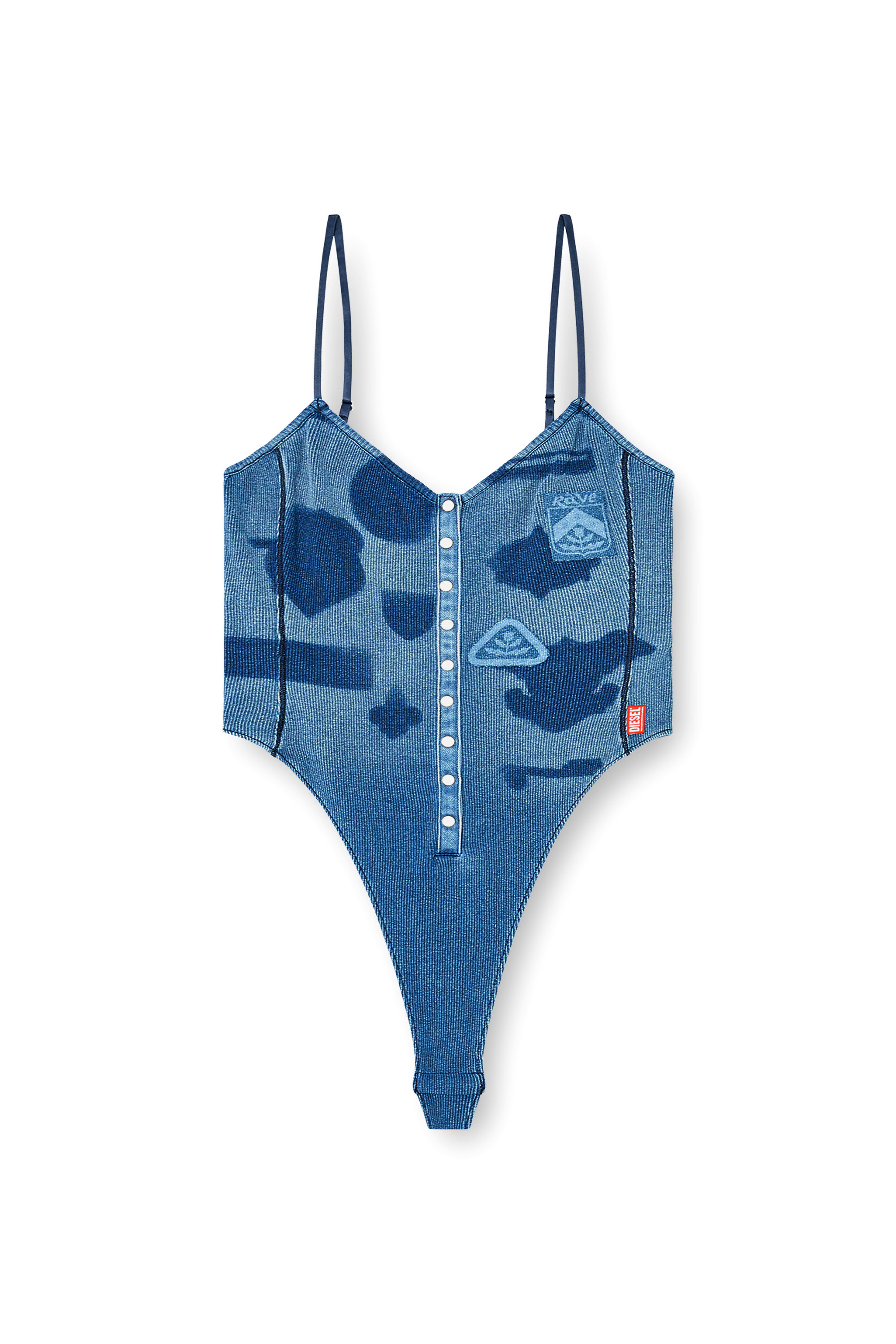 Diesel - T-LEY-AA1, Woman's Bodysuit in ribbed jersey with shadow-patch effects in null - 2