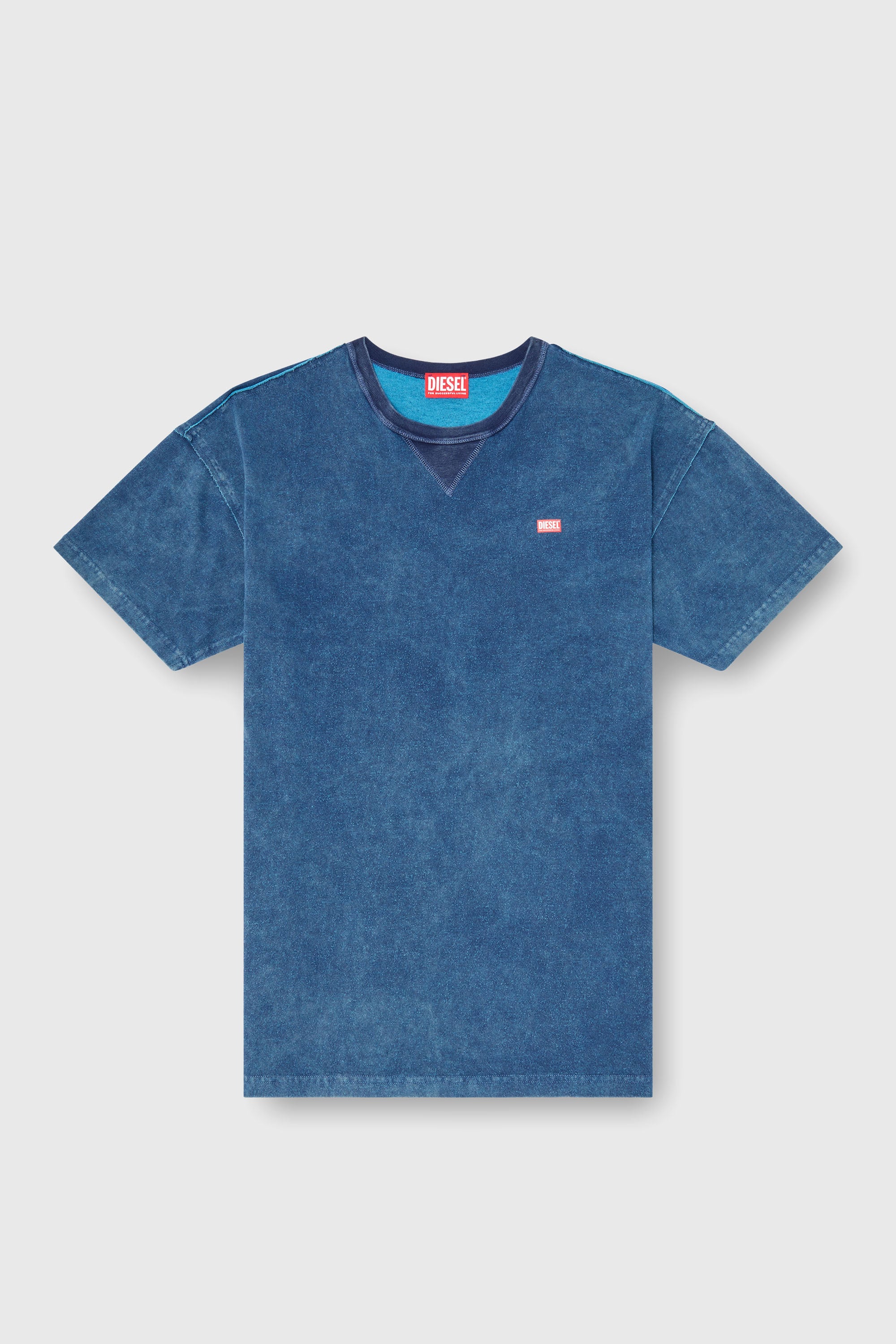 Diesel - T-NORM-RAW, Man's Acid-wash T-shirt with frayed details in Blue - 2