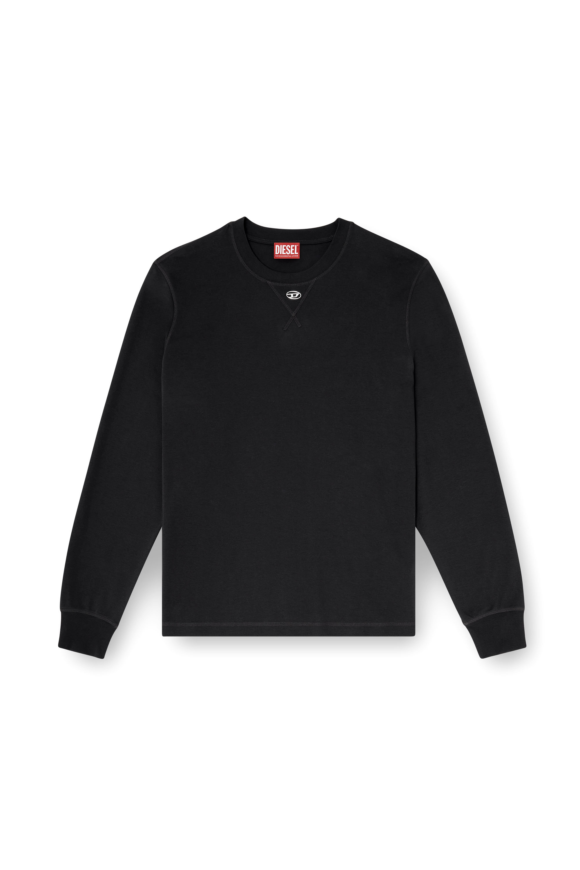 Diesel - T-MADJUST-LS-TR, Man's Cotton long-sleeve T-shirt with Oval D in Dark grey - 2