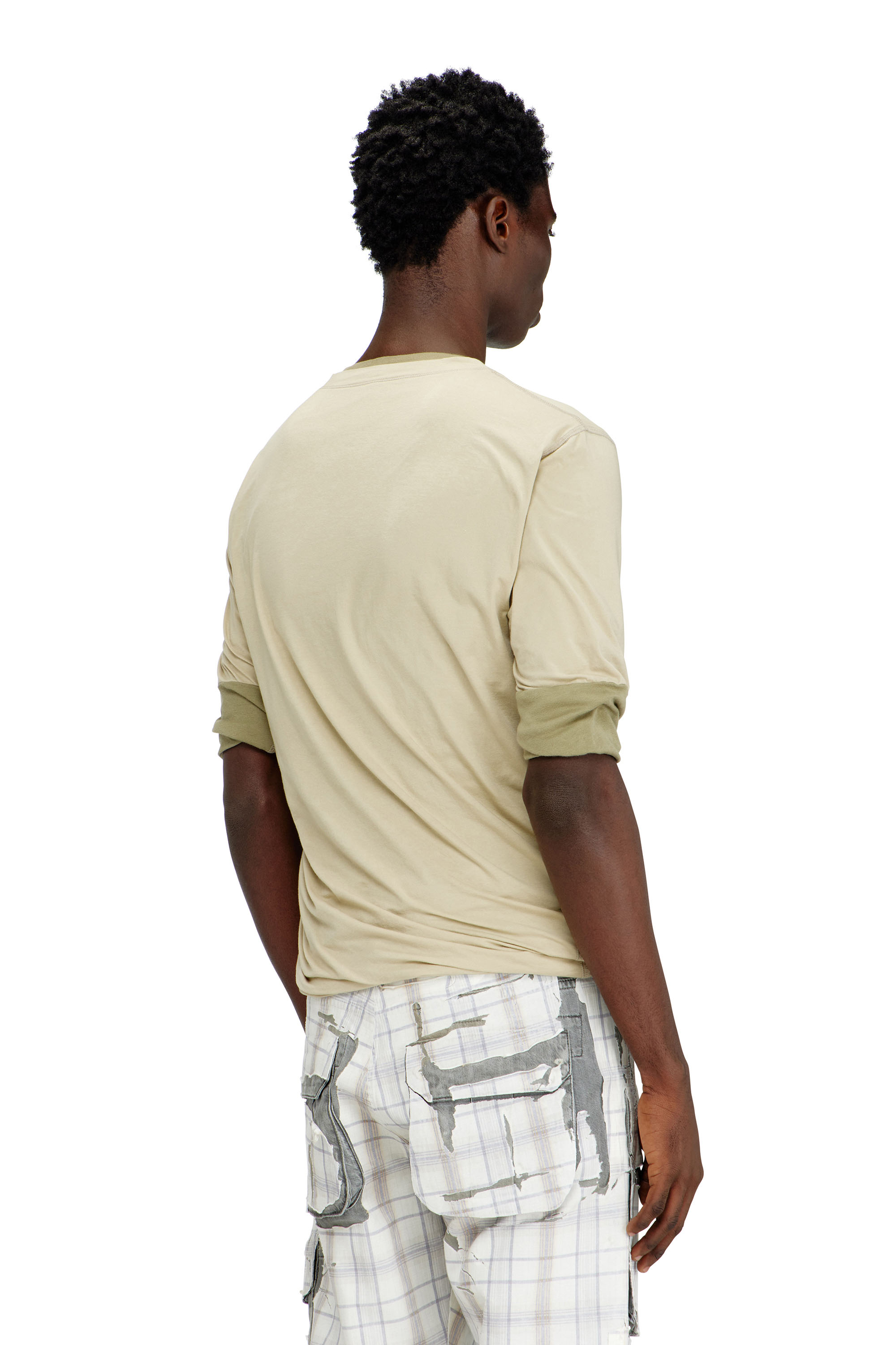 Diesel - T-MOODY-PLAIN, Man's Twisted double-layer top in Green - 4