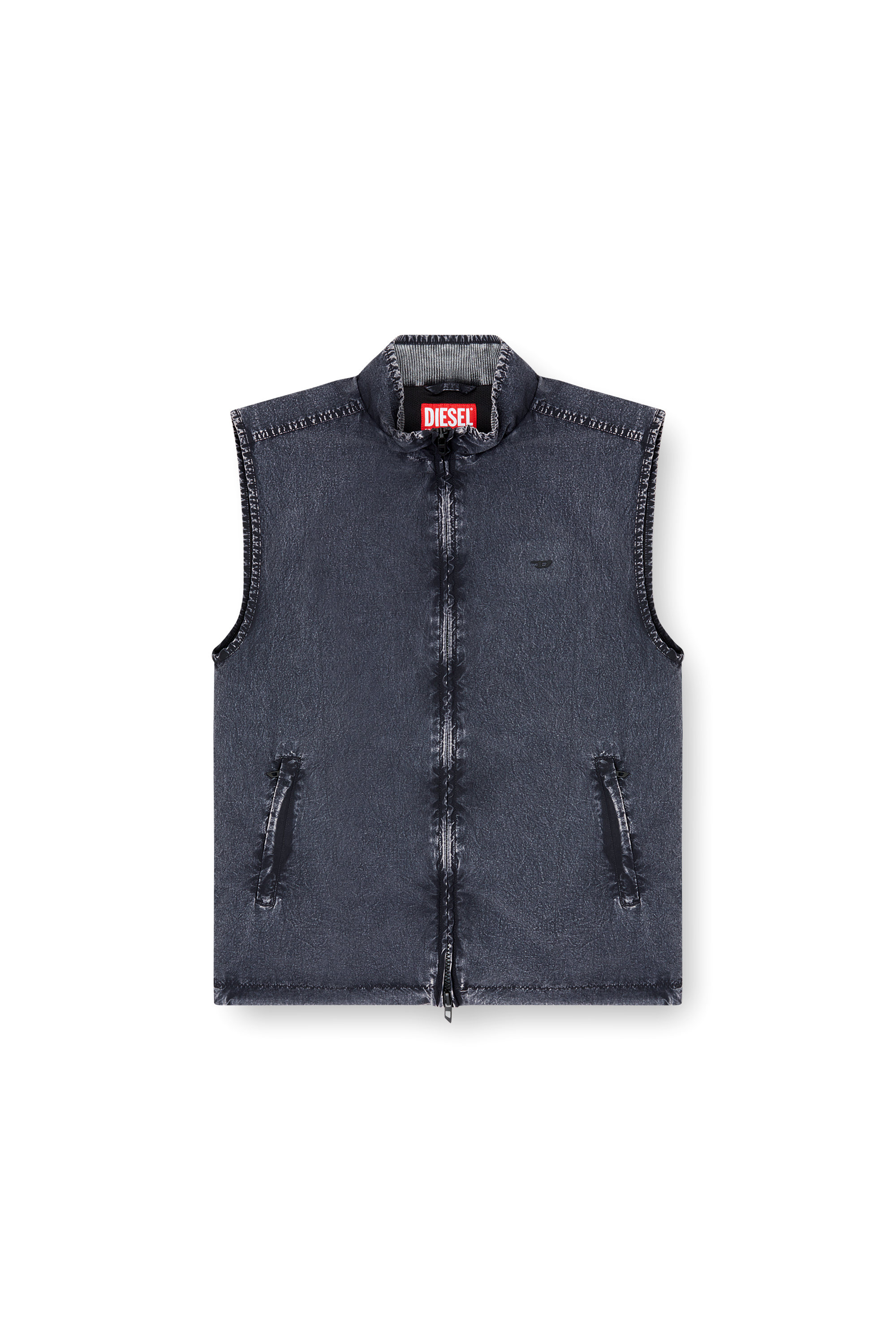 Diesel - J-ERB, Man's Vest in recycled nylon taslan in Dark Blue - 2