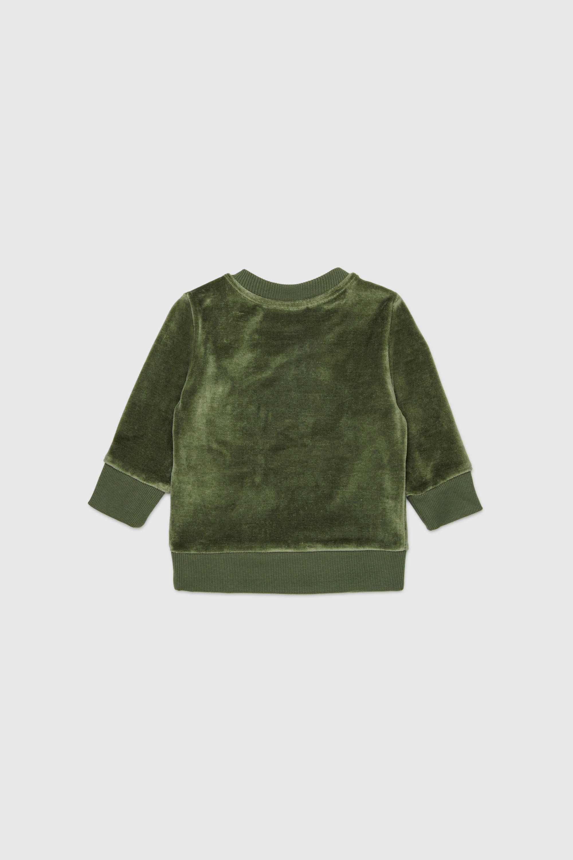Diesel - SHENIB, Man's Velvet sweatshirt with Oval D embroidery in Green - 2
