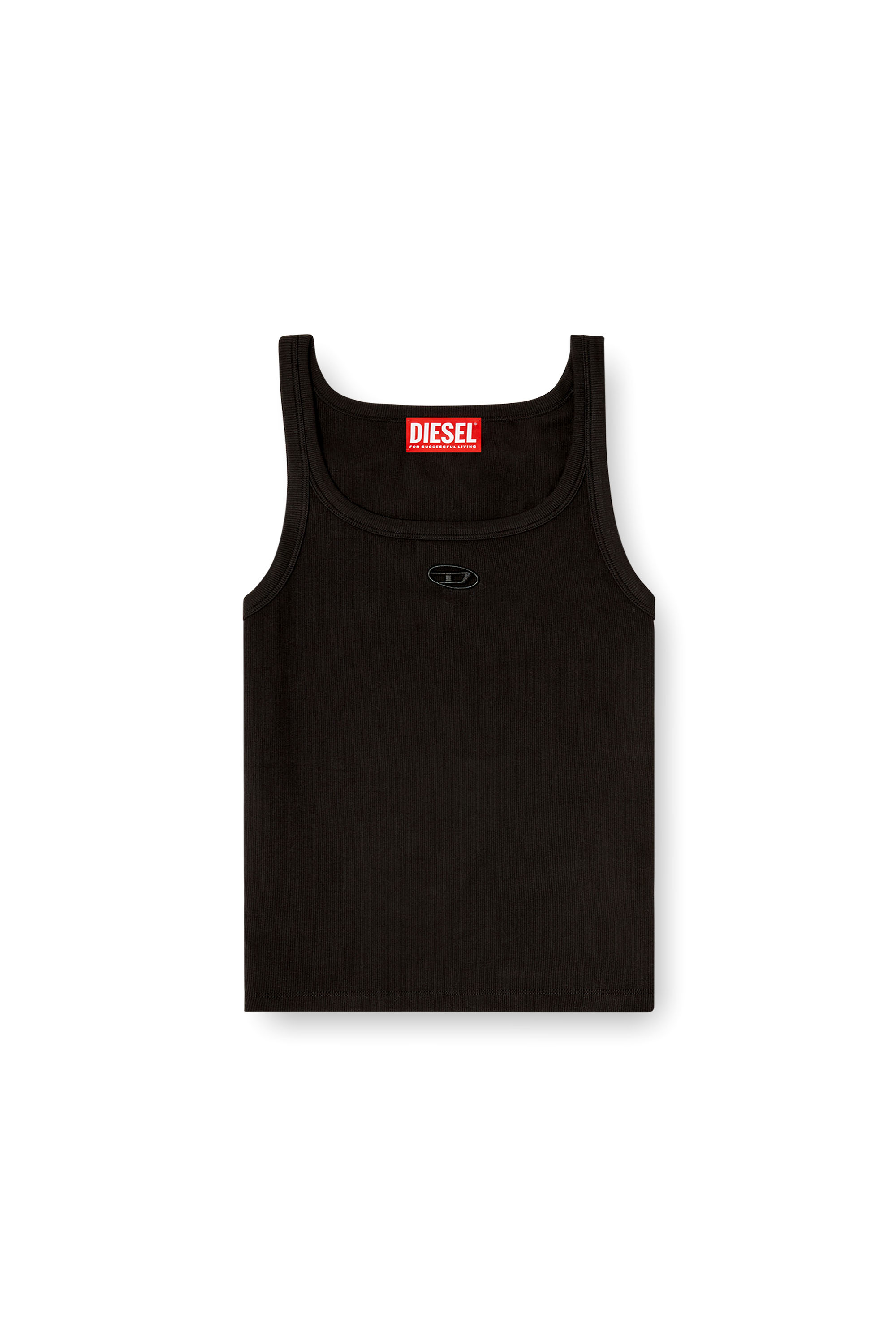 Diesel - T-WIFE-OD, Woman's Slim tank top with laser-cut Oval D in Black - 3