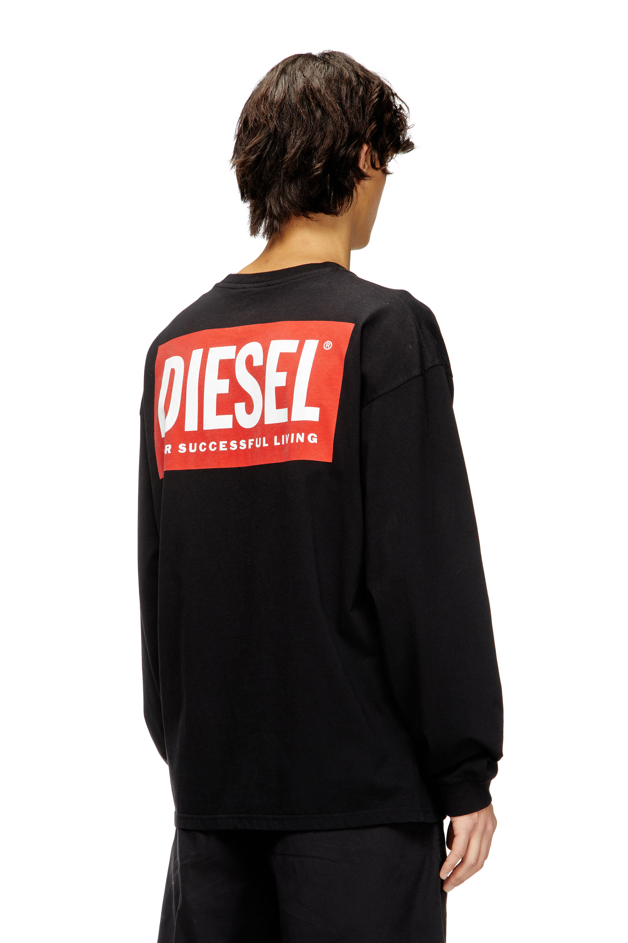 Diesel - T-BOXT-LS-BISK, Man's Relaxed long-sleeve T-shirt with Diesel logos in Black - 4