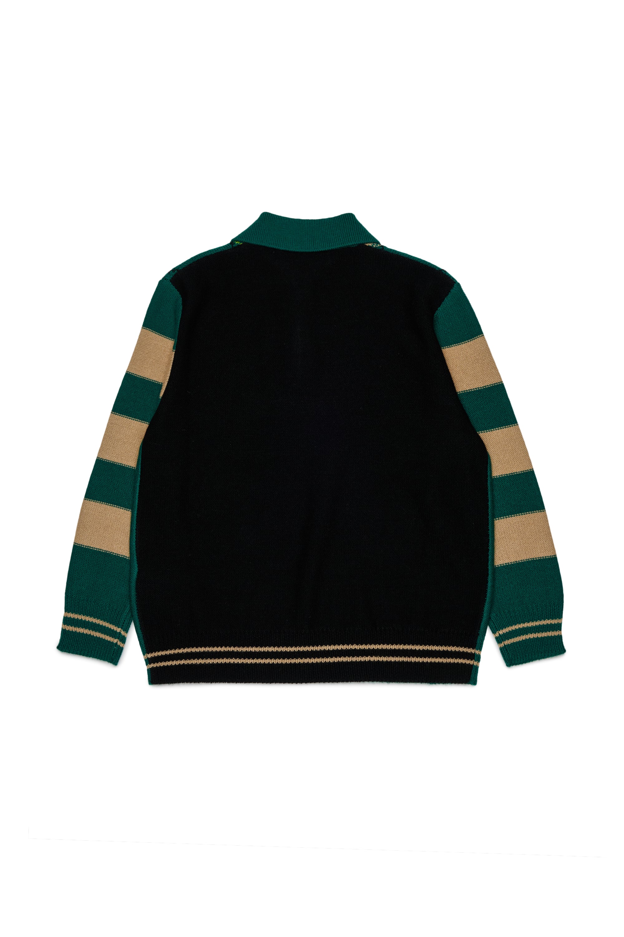 Diesel - KROMBY OVER, Unisex's Wool-blend polo jumper with argyle motif in Green - 2