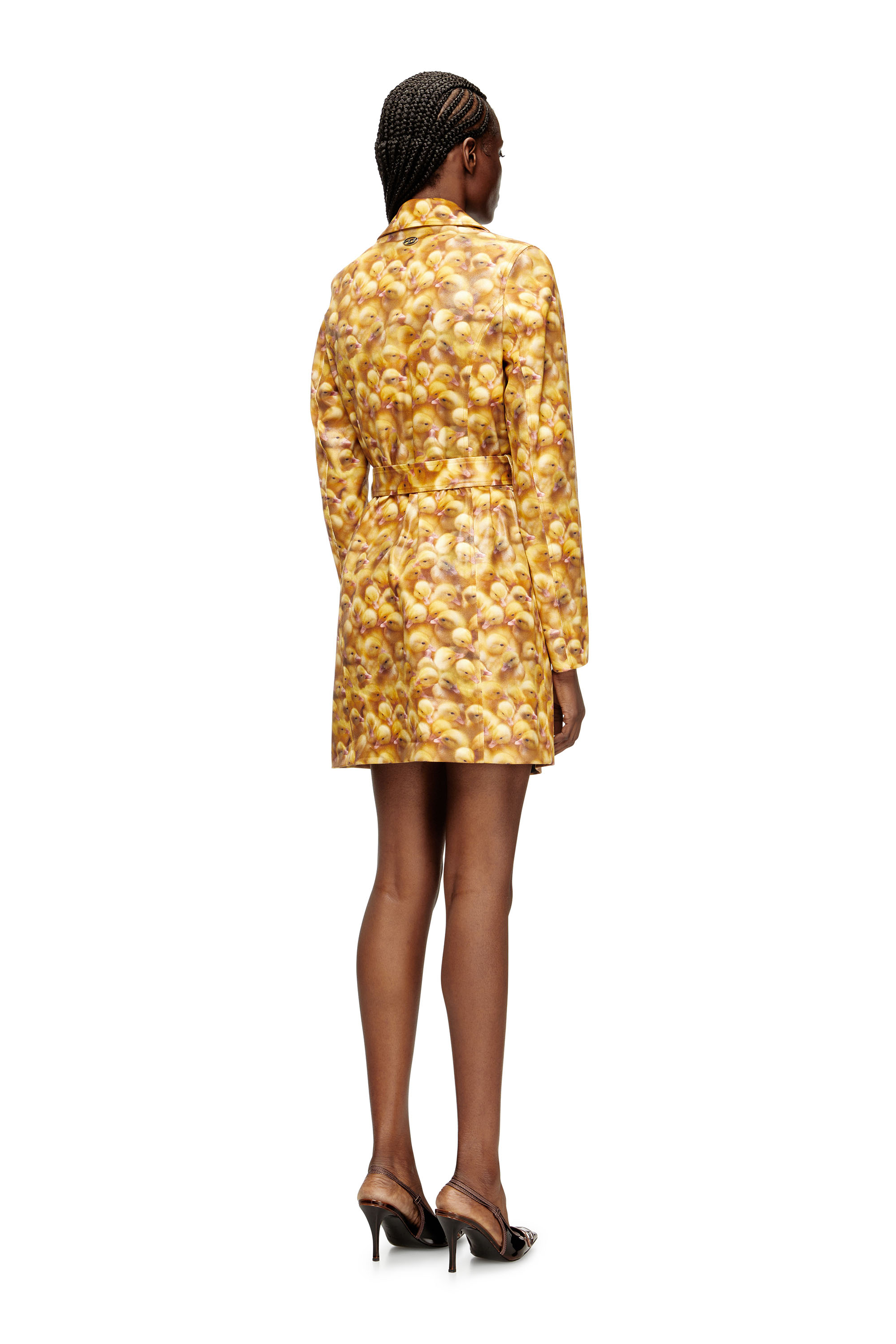 G-OJI, Yellow Diesel - G-OJI, Woman's Trench coat with duck print in Yellow - 4