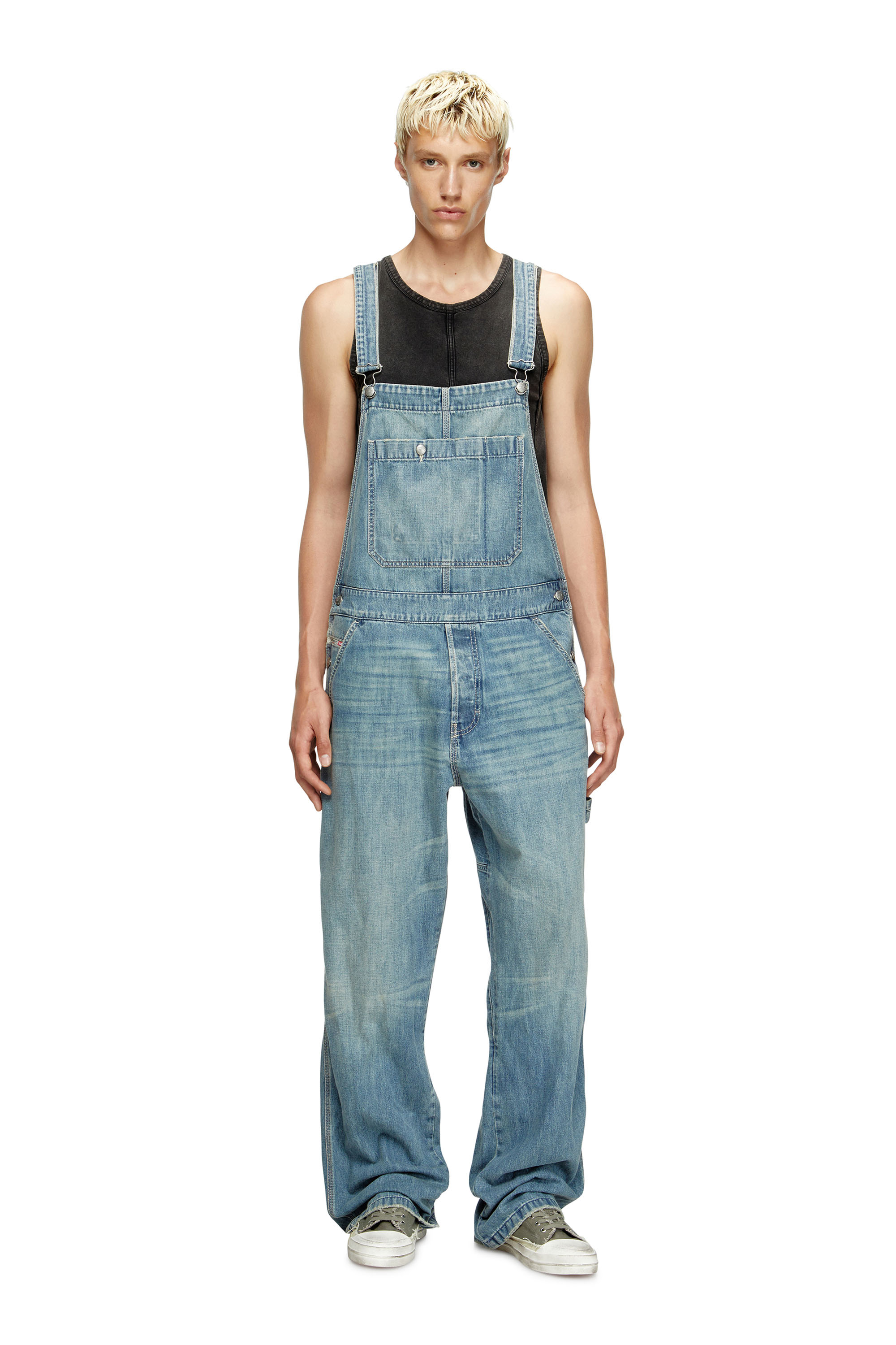 Diesel - D-FRAMU-U, Unisex's Utility-style denim dungarees in Light Blue - 3