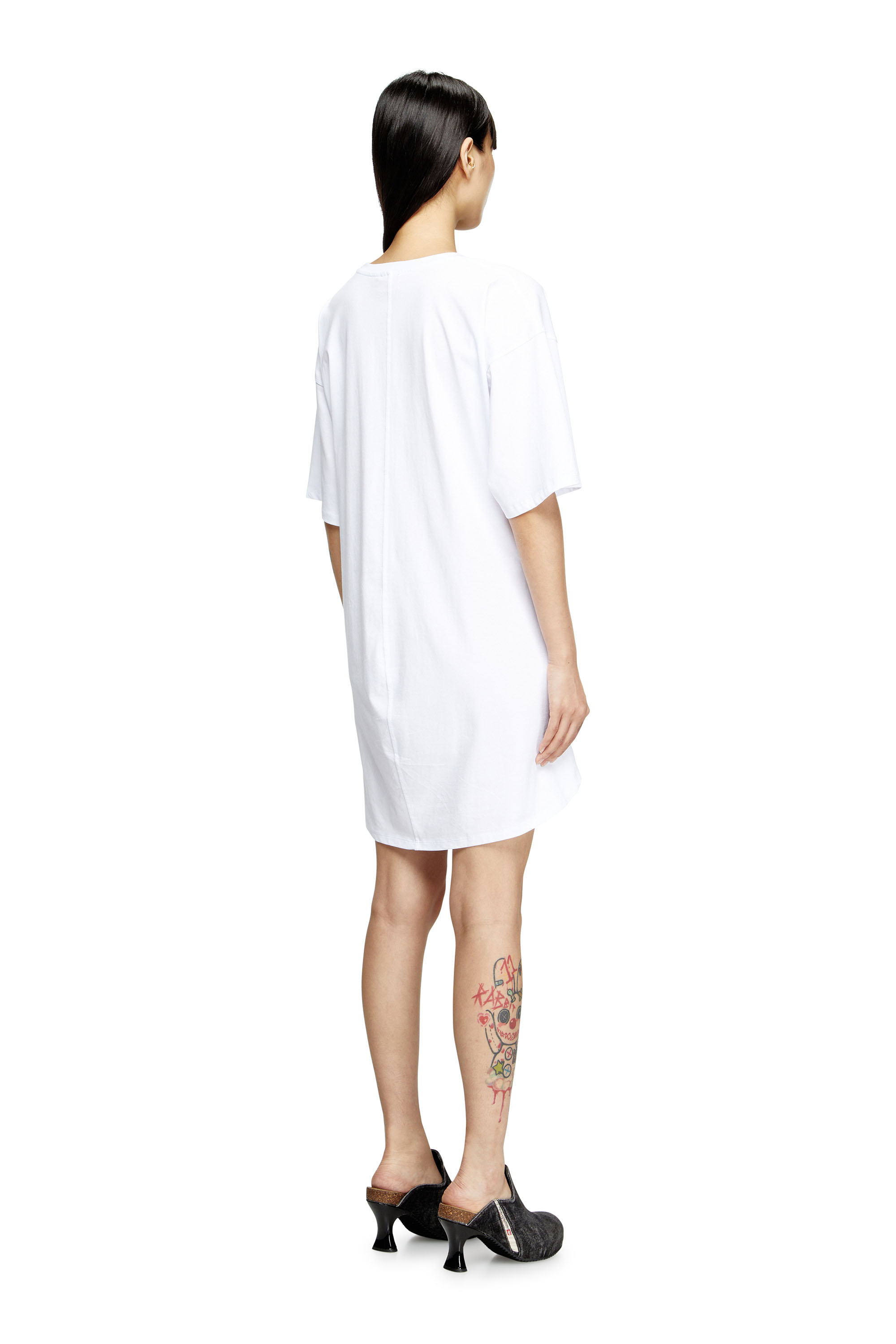 D-EIVOR, White Diesel - D-EIVOR, Woman's T-shirt dress with tie front in White - 4