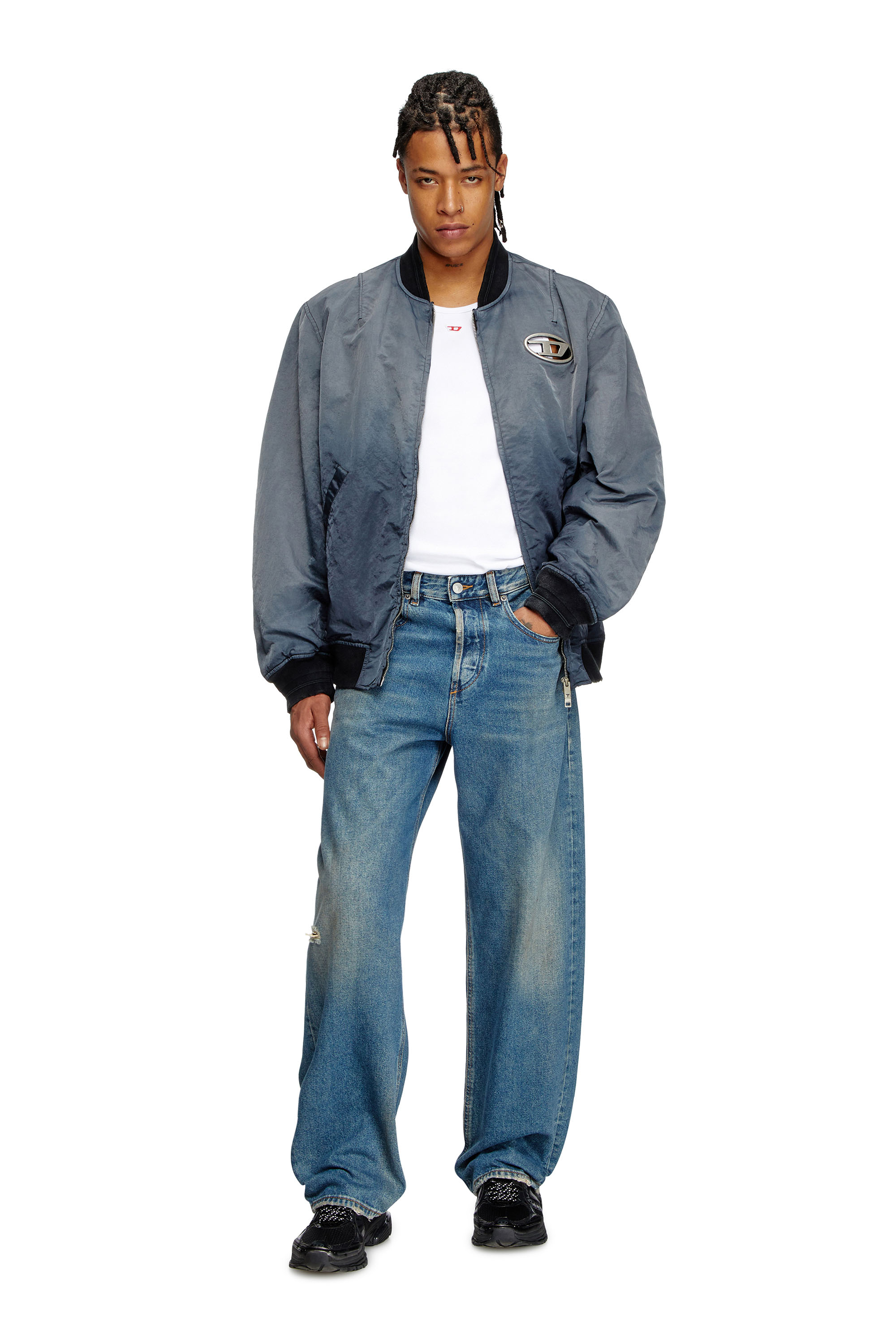 J-KEPES, Dark grey Diesel - J-KEPES, Man's Dégradé padded bomber jacket in Dark grey - 1