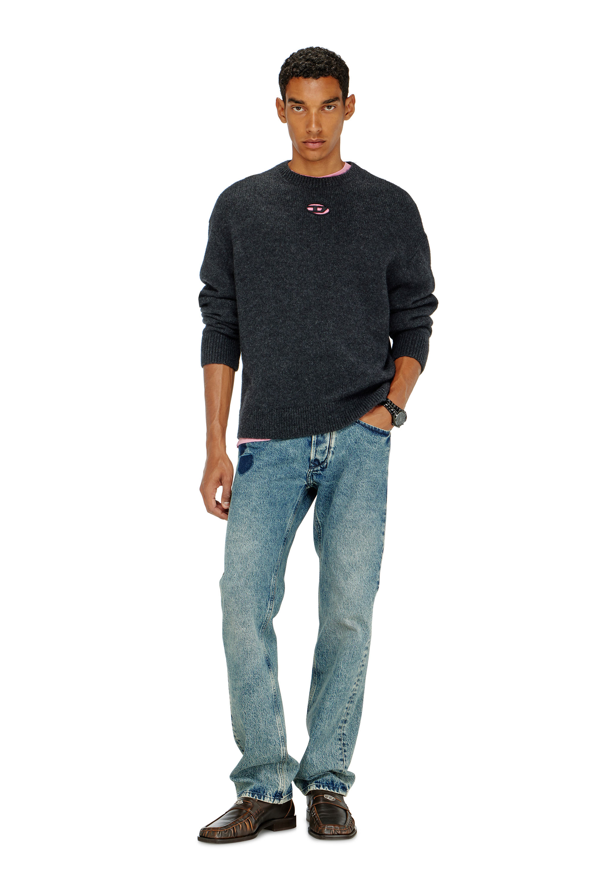 Diesel - K-AREESO, Man's Jumper in wool and alpaca blend in Black - 2