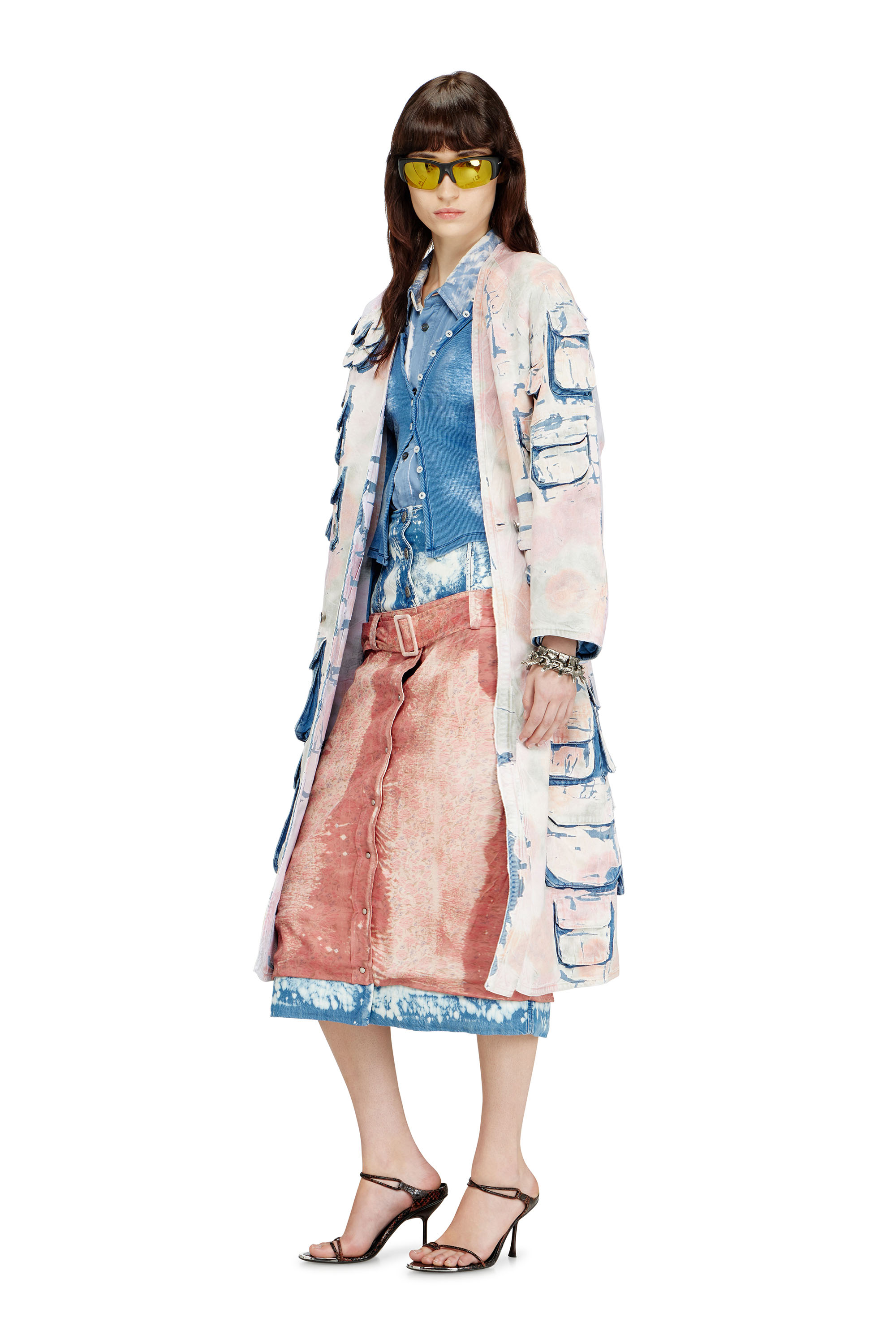 Diesel - DE-SELDOR-FSI, Woman's Denim coat with peel-off check jersey in Blue/Pink - 2