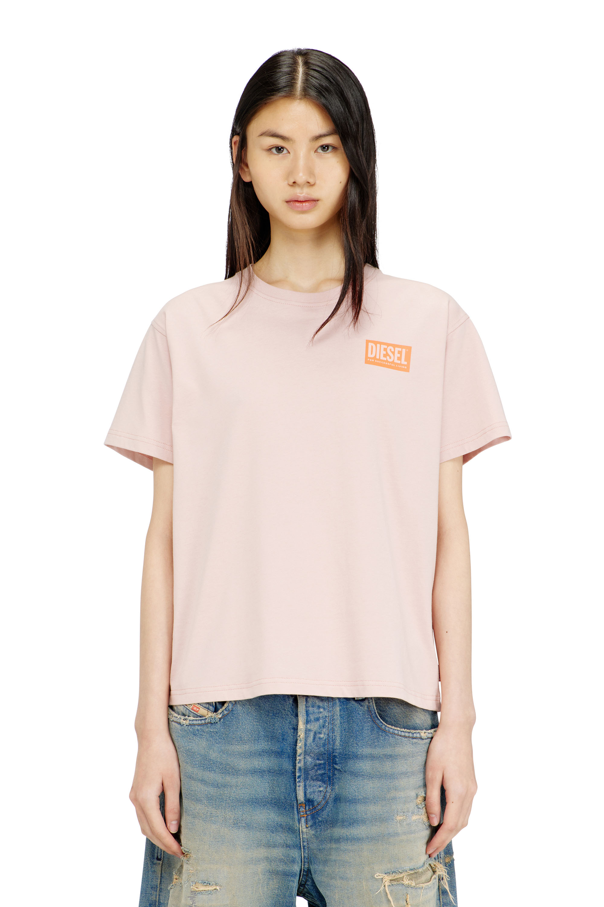 Diesel - T-NORMY-S6, Woman's Organic cotton jersey t-shirt with crew neck and logo print in null - 1