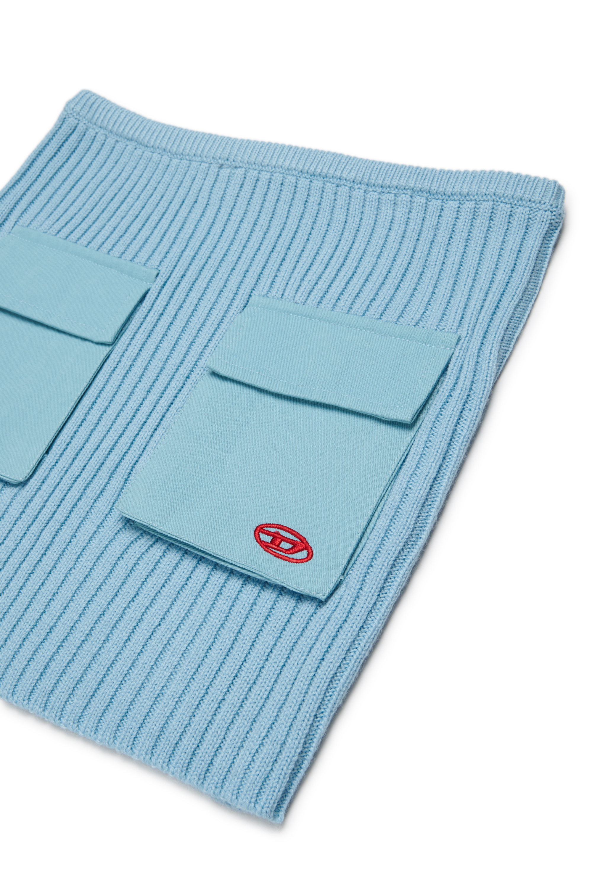 Diesel - GAMMY, Woman's Ribbed-knit mini skirt with utility pockets in Light Blue - 3