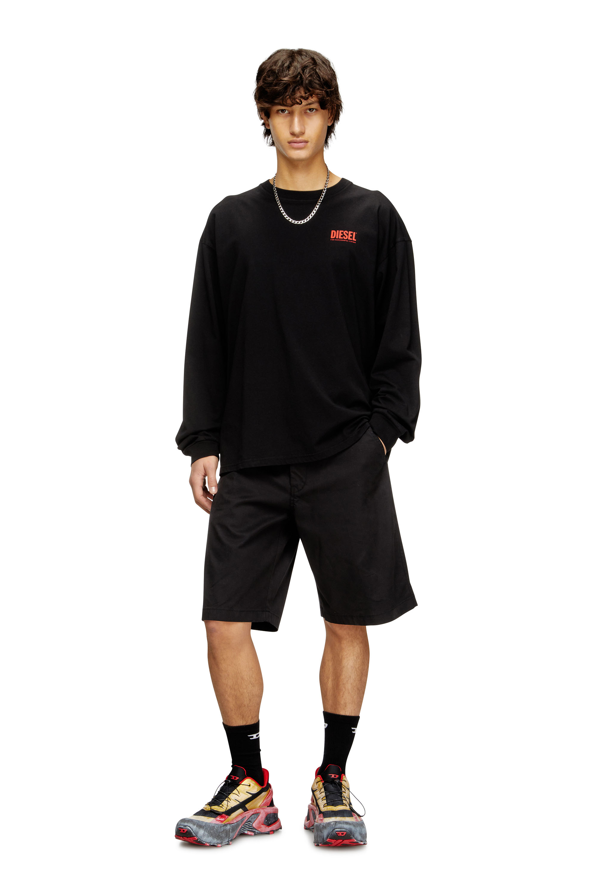 Diesel - T-BOXT-LS-BISK, Man's Relaxed long-sleeve T-shirt with Diesel logos in Black - 1