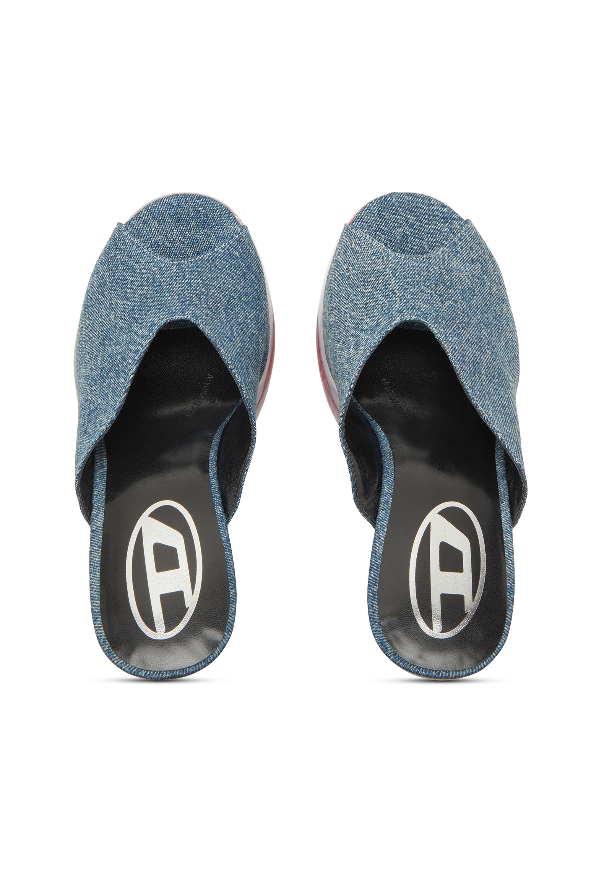 D-LAKE PLATFORM SDL, Blue Diesel - D-LAKE PLATFORM SDL, Woman's D-Lake-Platform mules in denim and plexiglass in Blue - 4