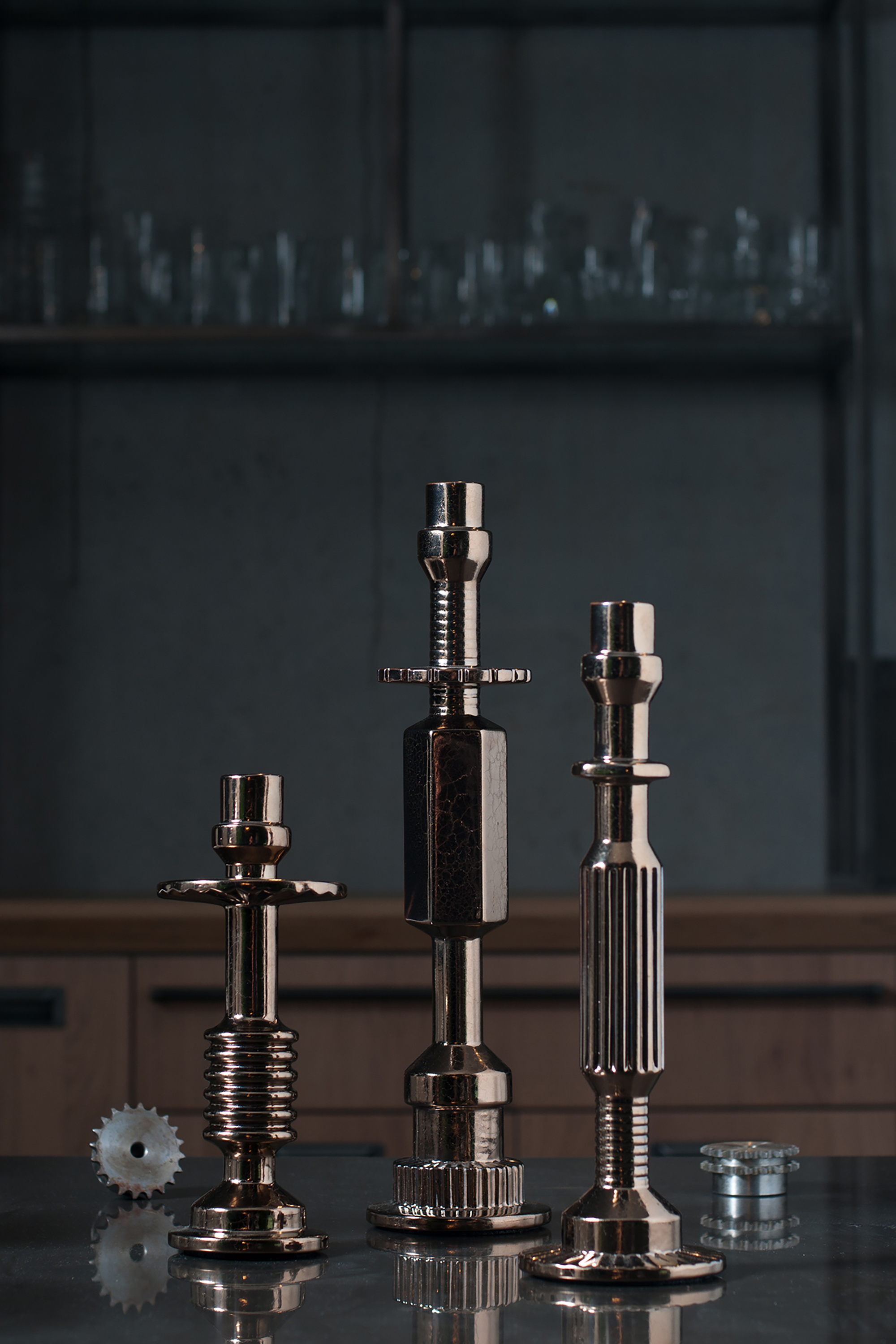 Diesel - 10952 TRANSMISSION, Unisex's Bronze big porcelain candleholder in Bronze - 3