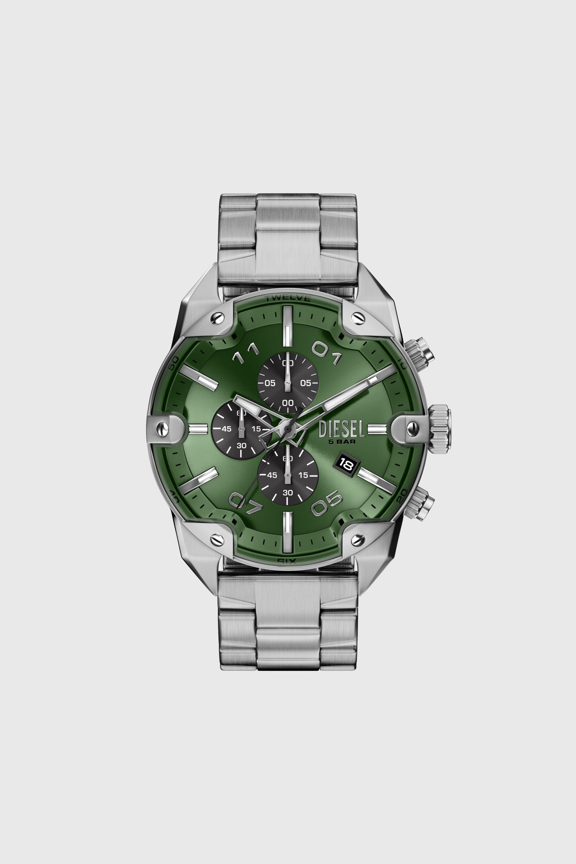 Diesel - DZ4712 WATCH, Man's Spiked stainless steel watch in Silver - 1
