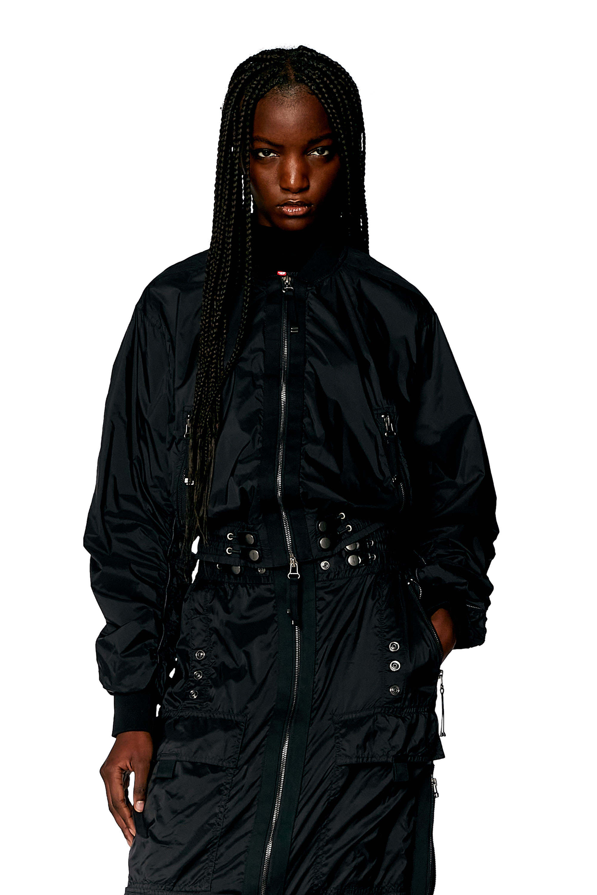 Diesel - G-NOAK, Woman Bomber jacket in light nylon in Black - Image 1