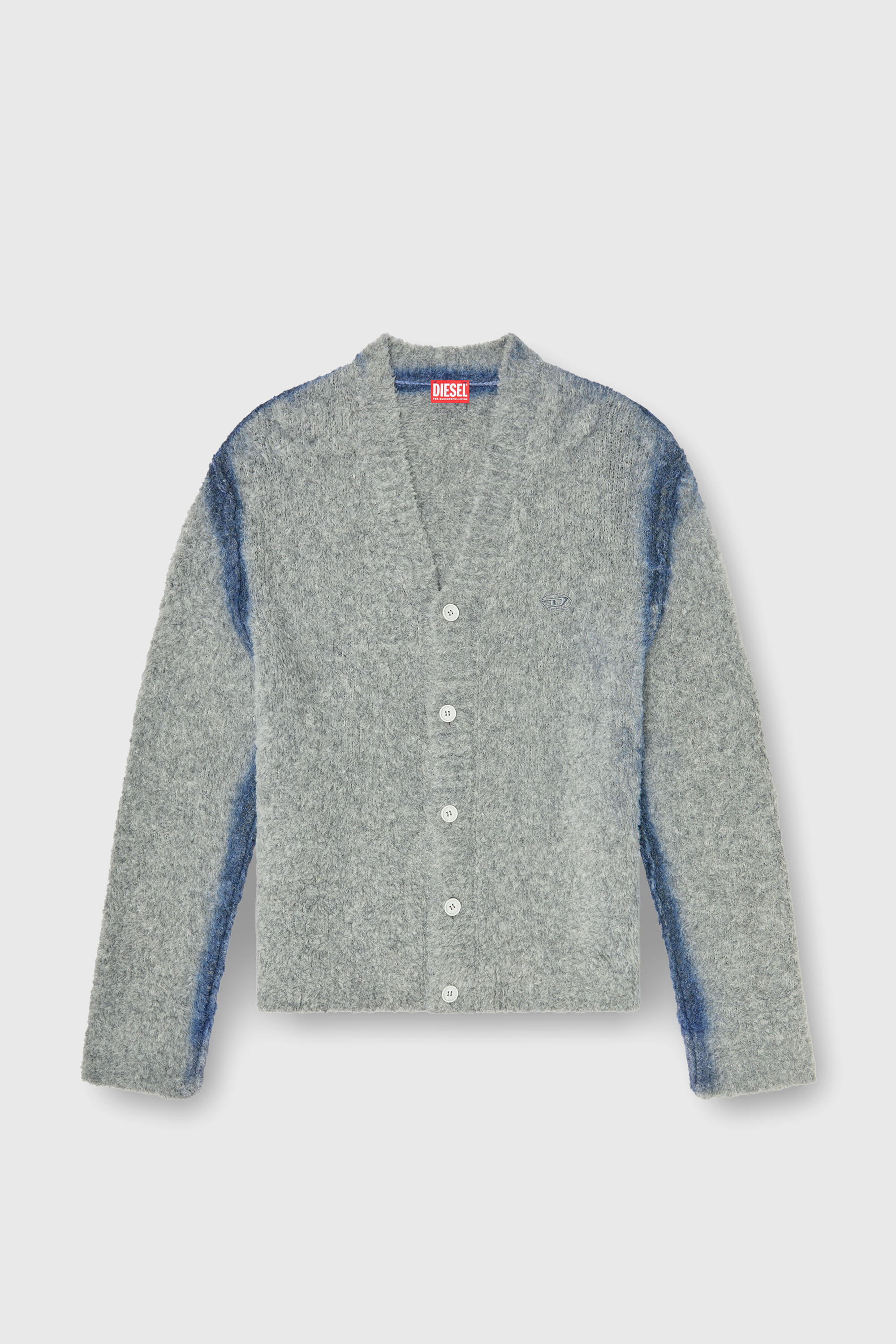 Diesel - K-REMO, Man's Alpaca-blend cardigan with spray-dyed seams in Light Grey - 2