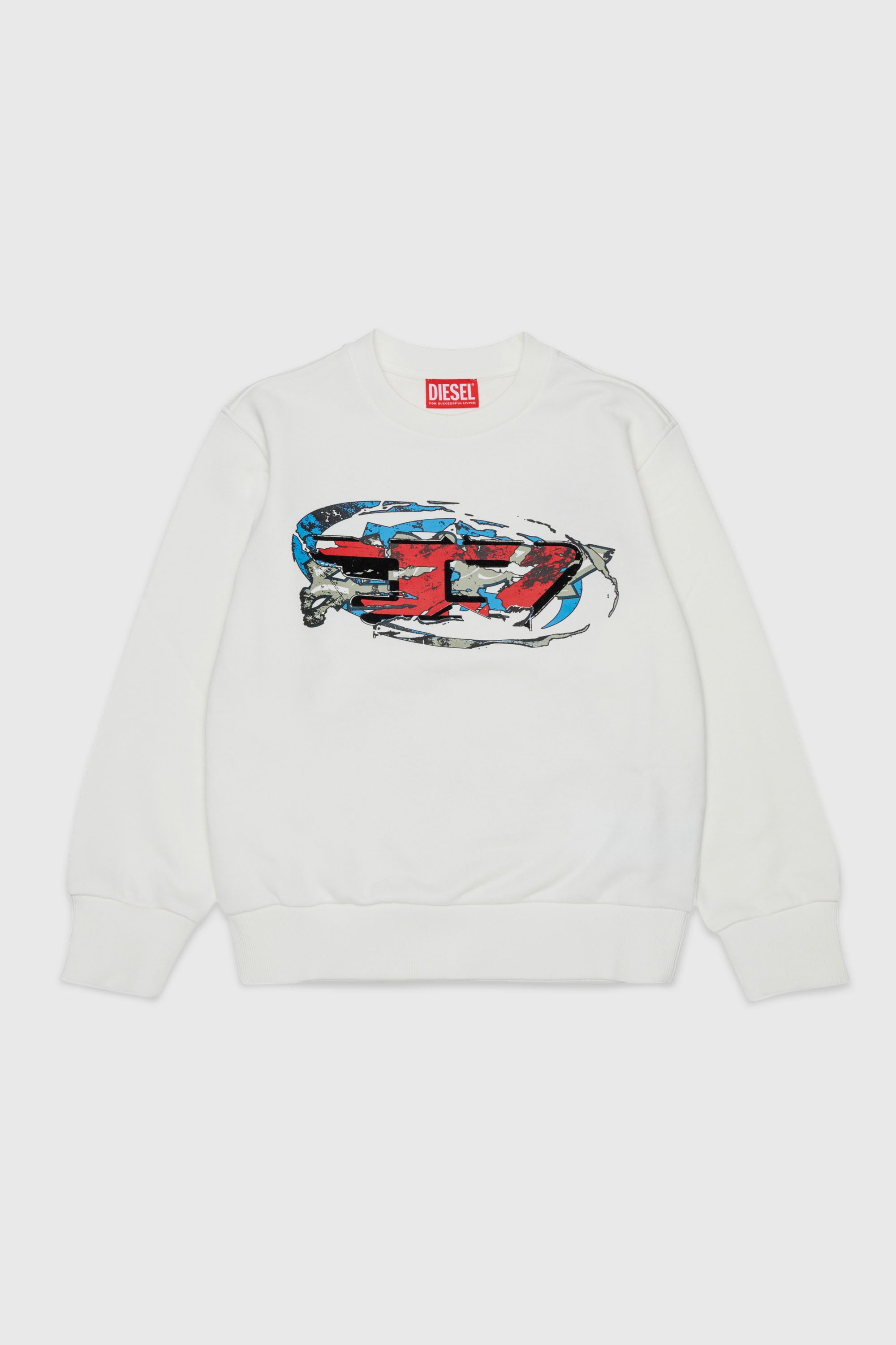Diesel - SCRAP OVER, Man's Sweatshirt with Oval D graphic print in White - 1