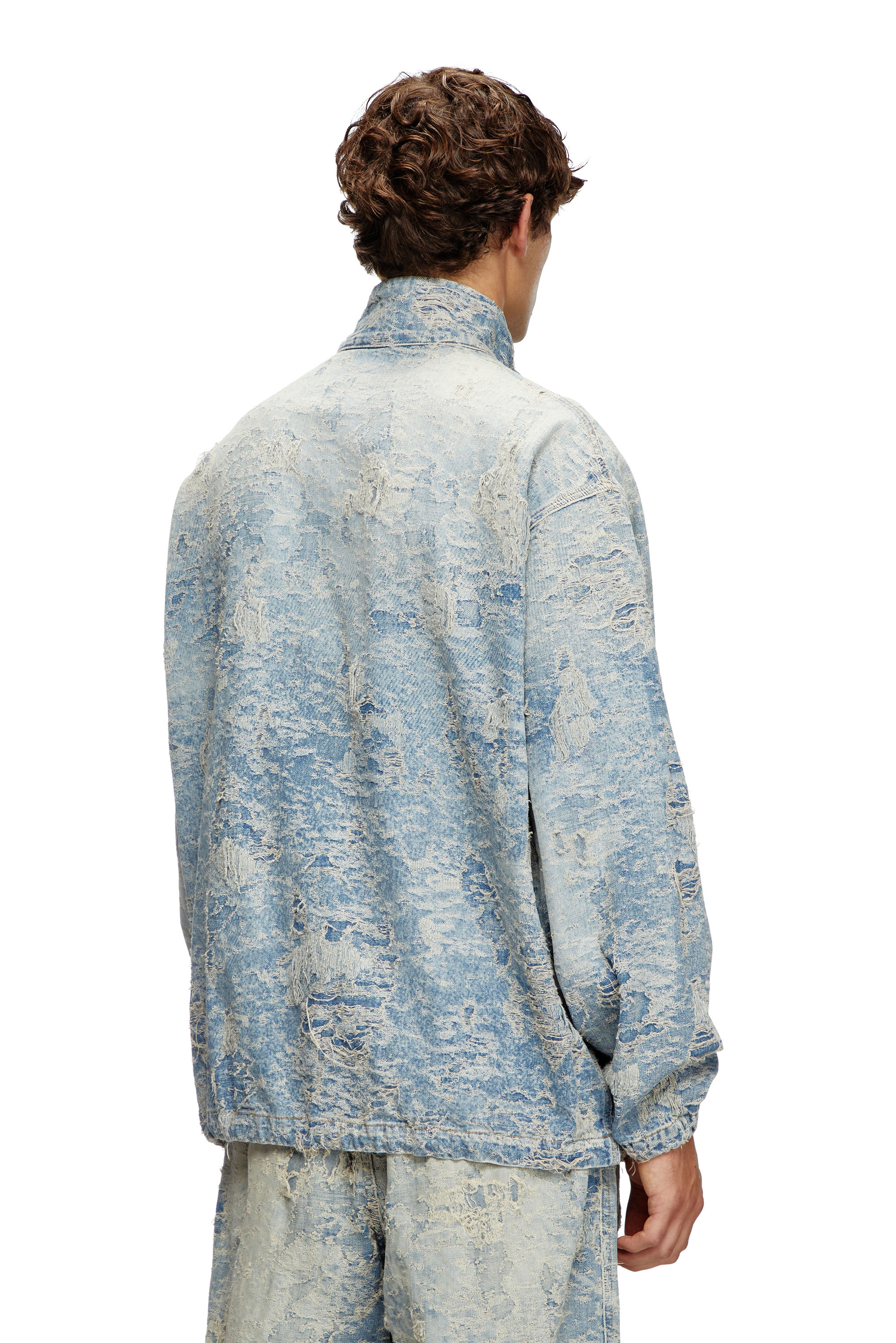 Diesel - D-KRAP-FSF, Unisex's Zip jacket in dirty jacquard denim in Light Blue - 3