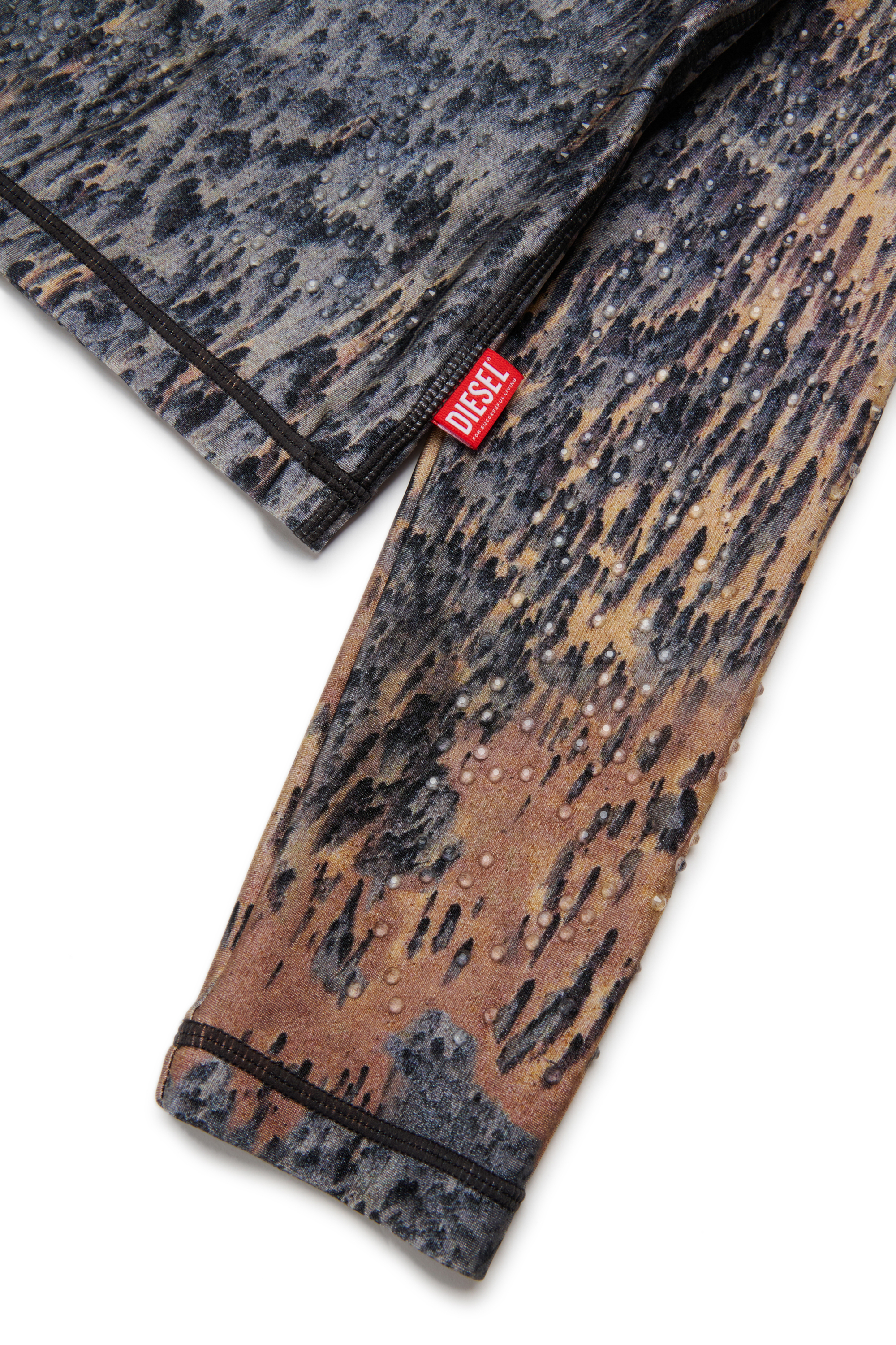 Diesel - TOSCA, Woman's Nylon T-shirt with all-over print in Blue/Brown - 4