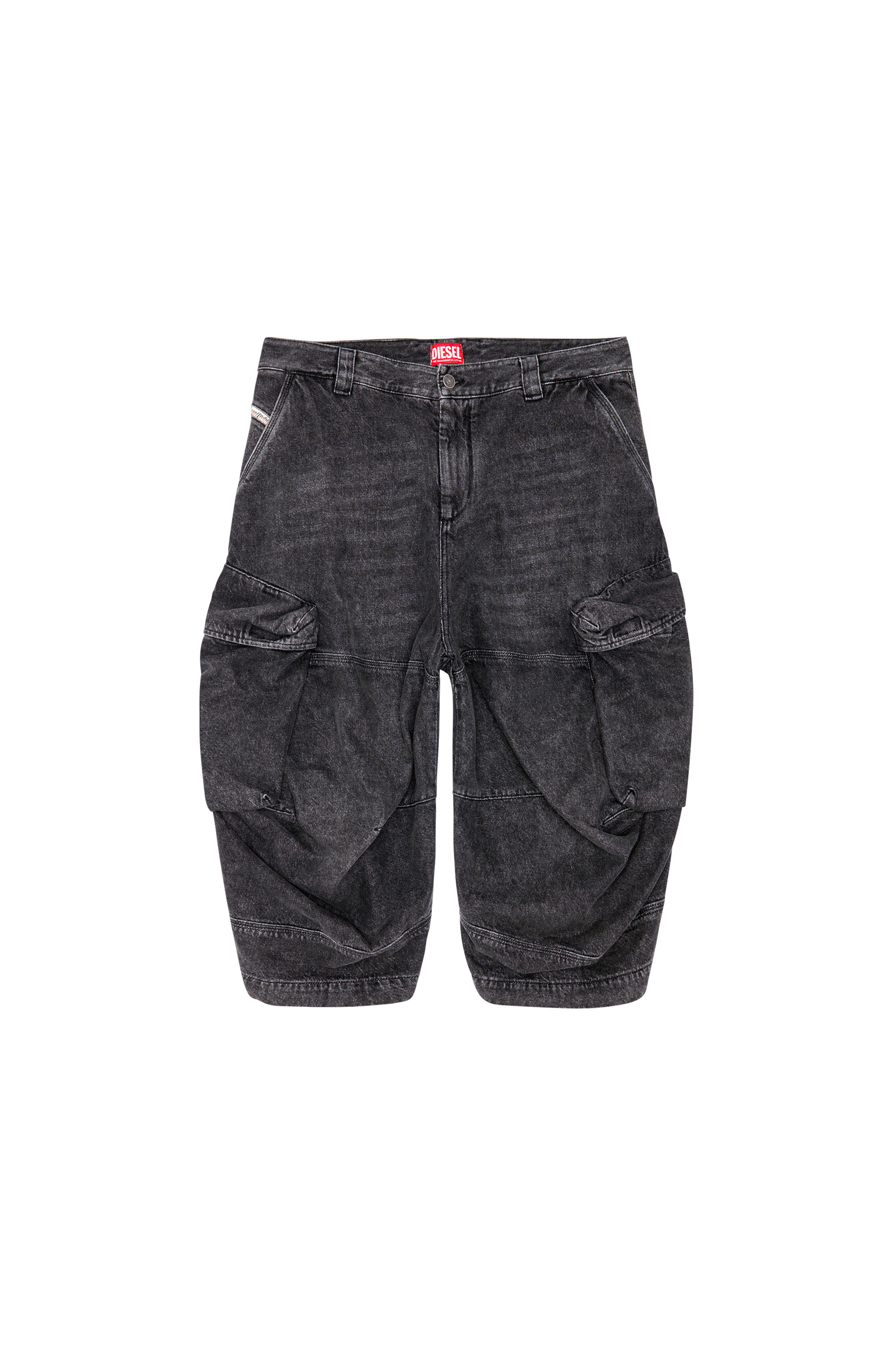 Diesel - D-ARNE-SHORT-S, Man Long shorts in denim with cargo pockets in Black - Image 3