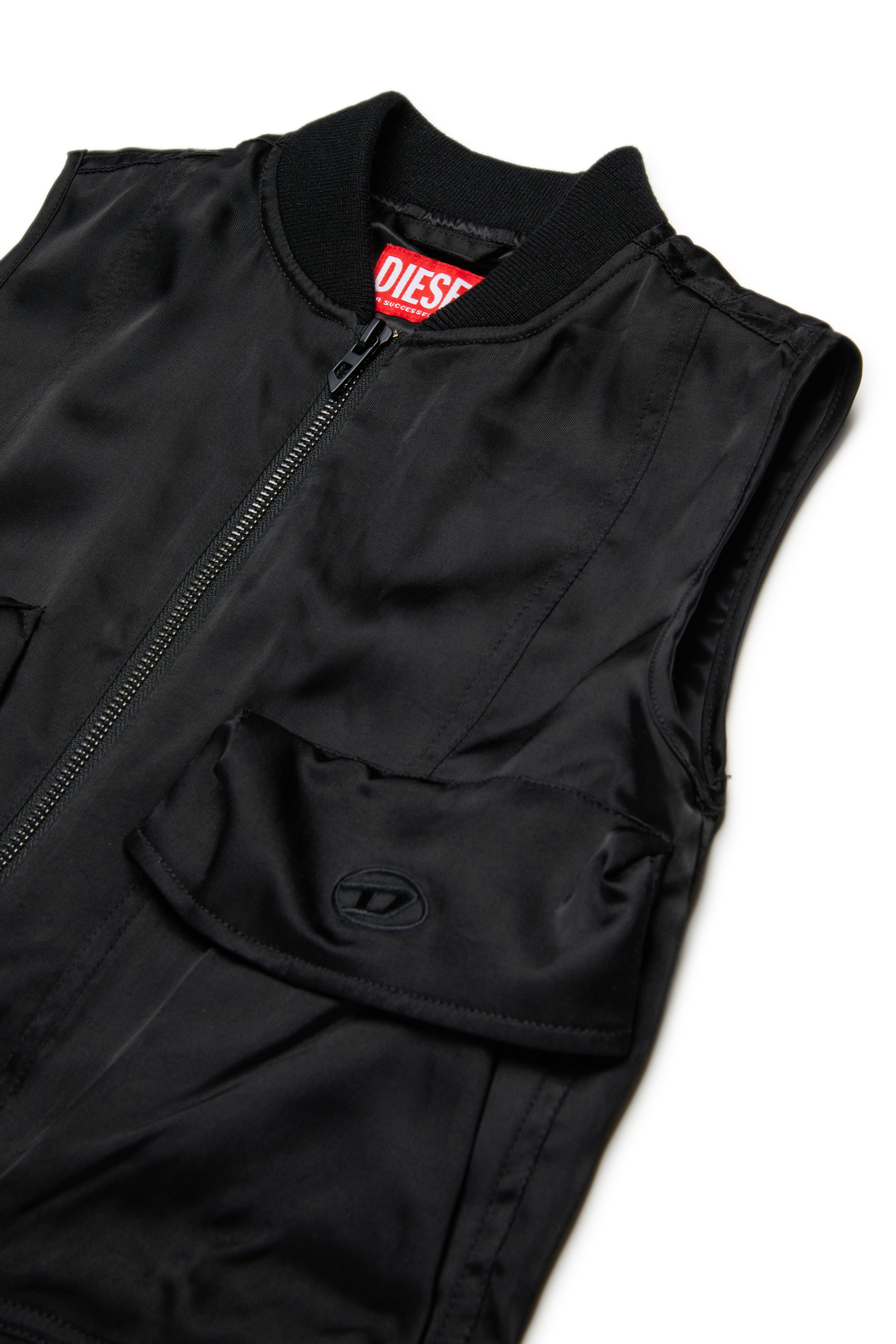 Diesel - JSAFFY, Woman's Satin vest with utility pockets in Black - 3