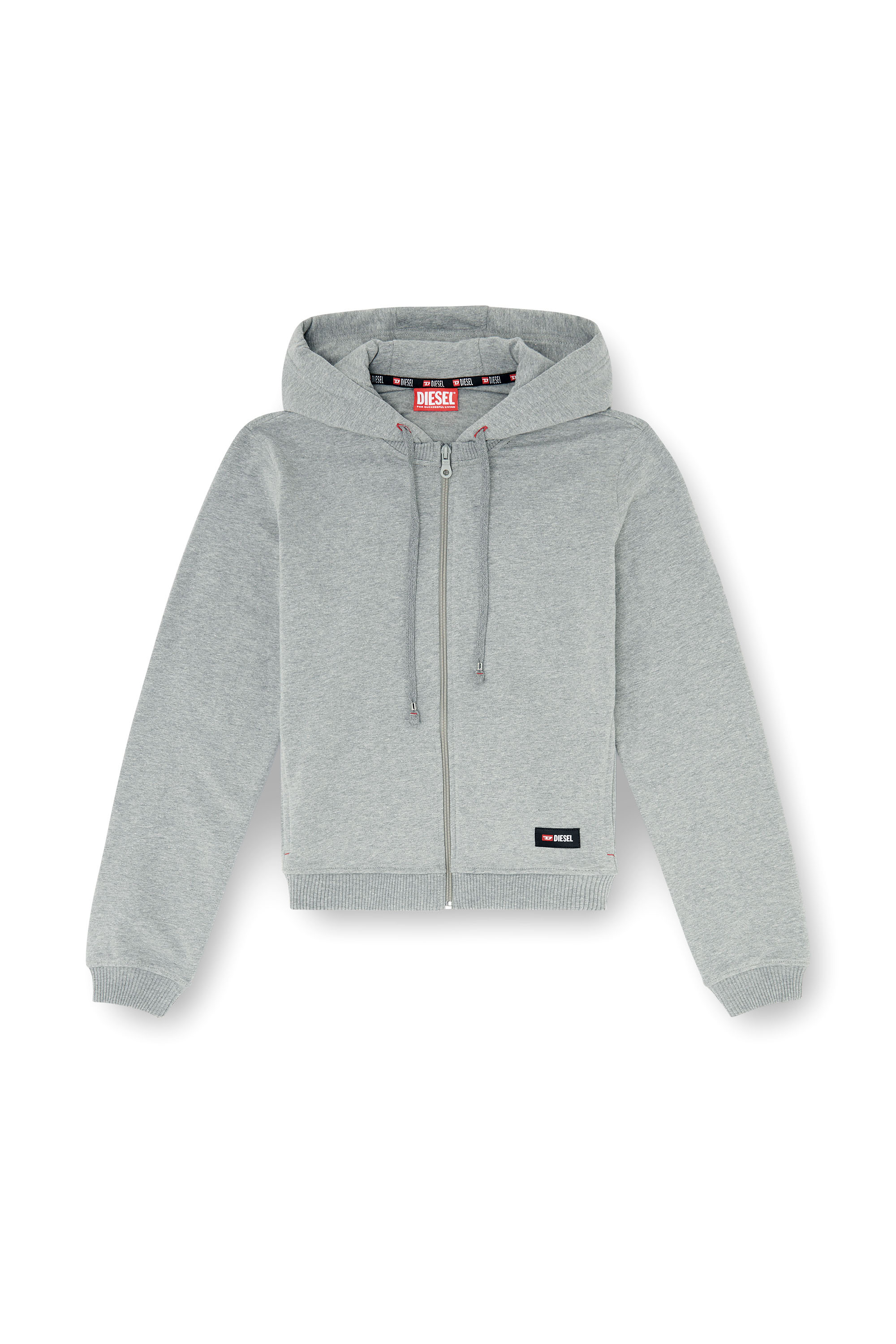 Diesel - HARRIET-D-CORE, Woman's Hoodie in peached cotton blend in Grey - 3